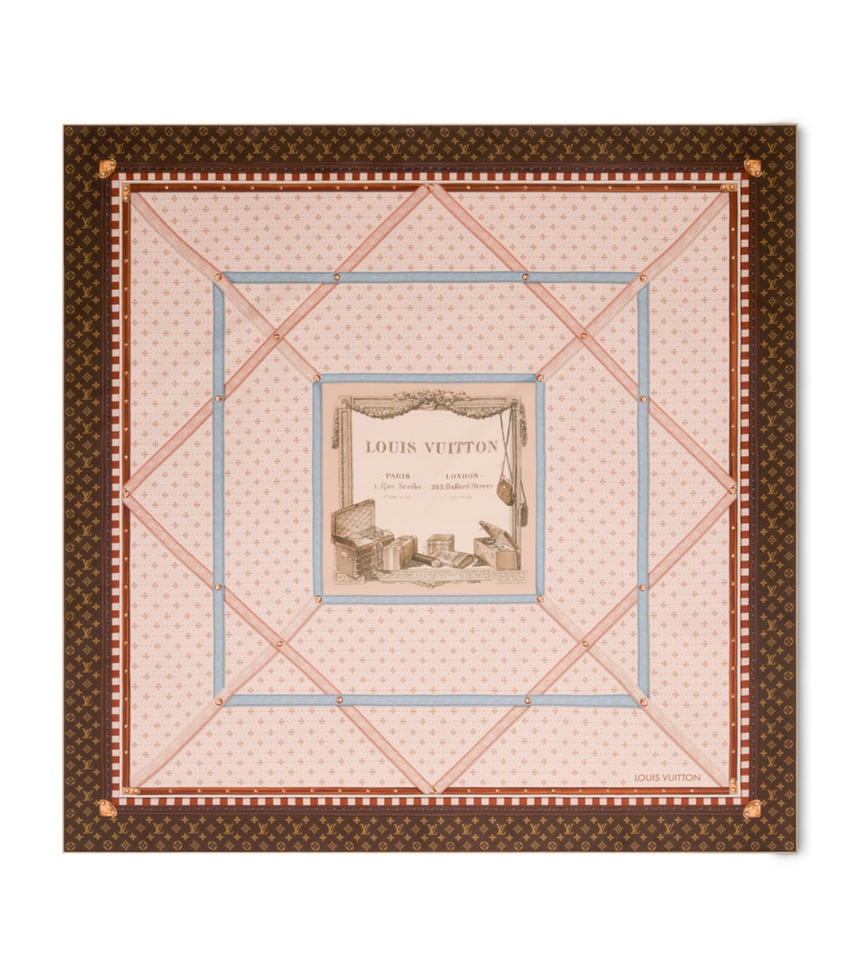 LOUIS VUITTON Silk Chez Elle Square Scarf Beige