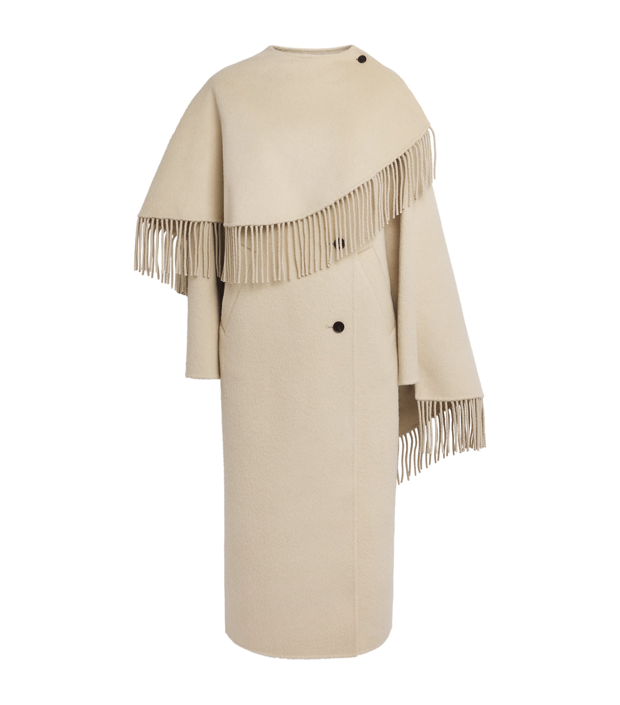 Róhe Womens Wool Scarf-Detail Overcoat Butter