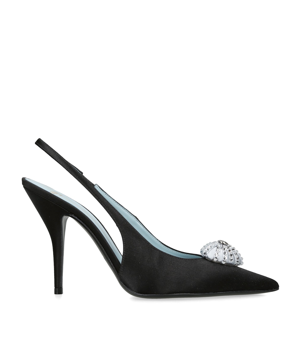 Valentino Garavani Satin Coeur Royal Slingback Pumps 100 Blk/other