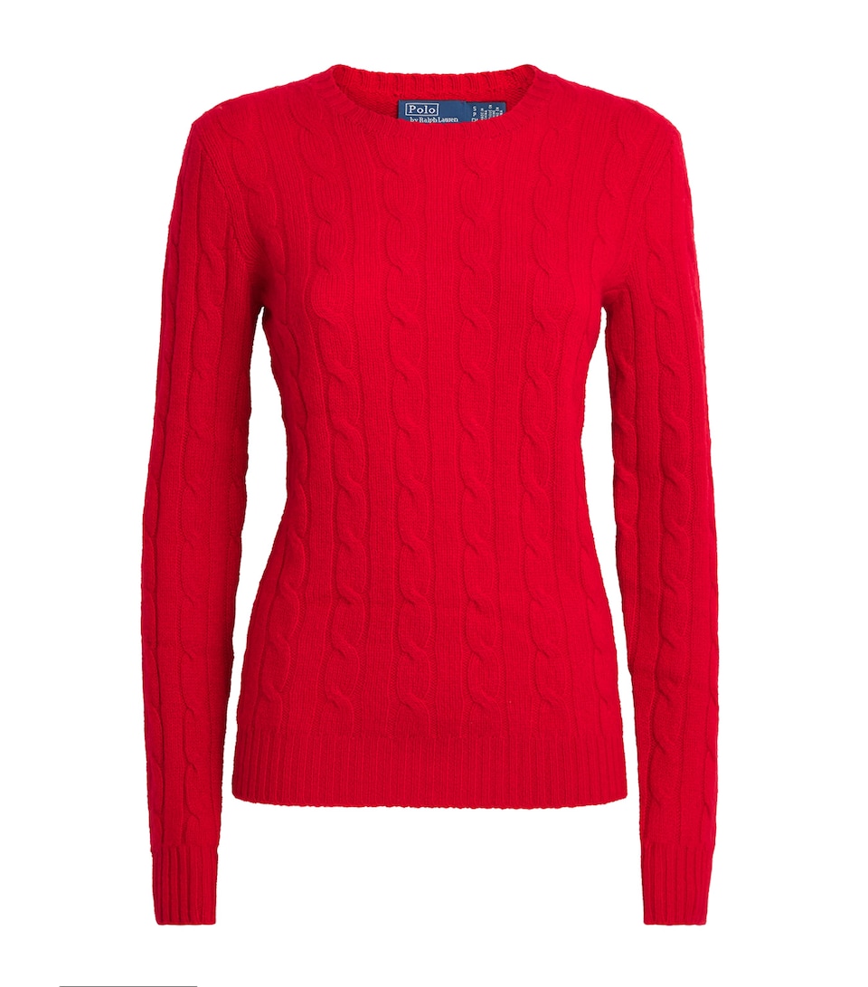 Polo Ralph Lauren Womens Cashmere Cable-Knit Julianna Sweater Red