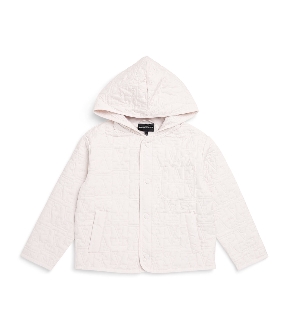 Emporio Armani Kids Logo Quilted Jacket (4-16 Years) White Sand