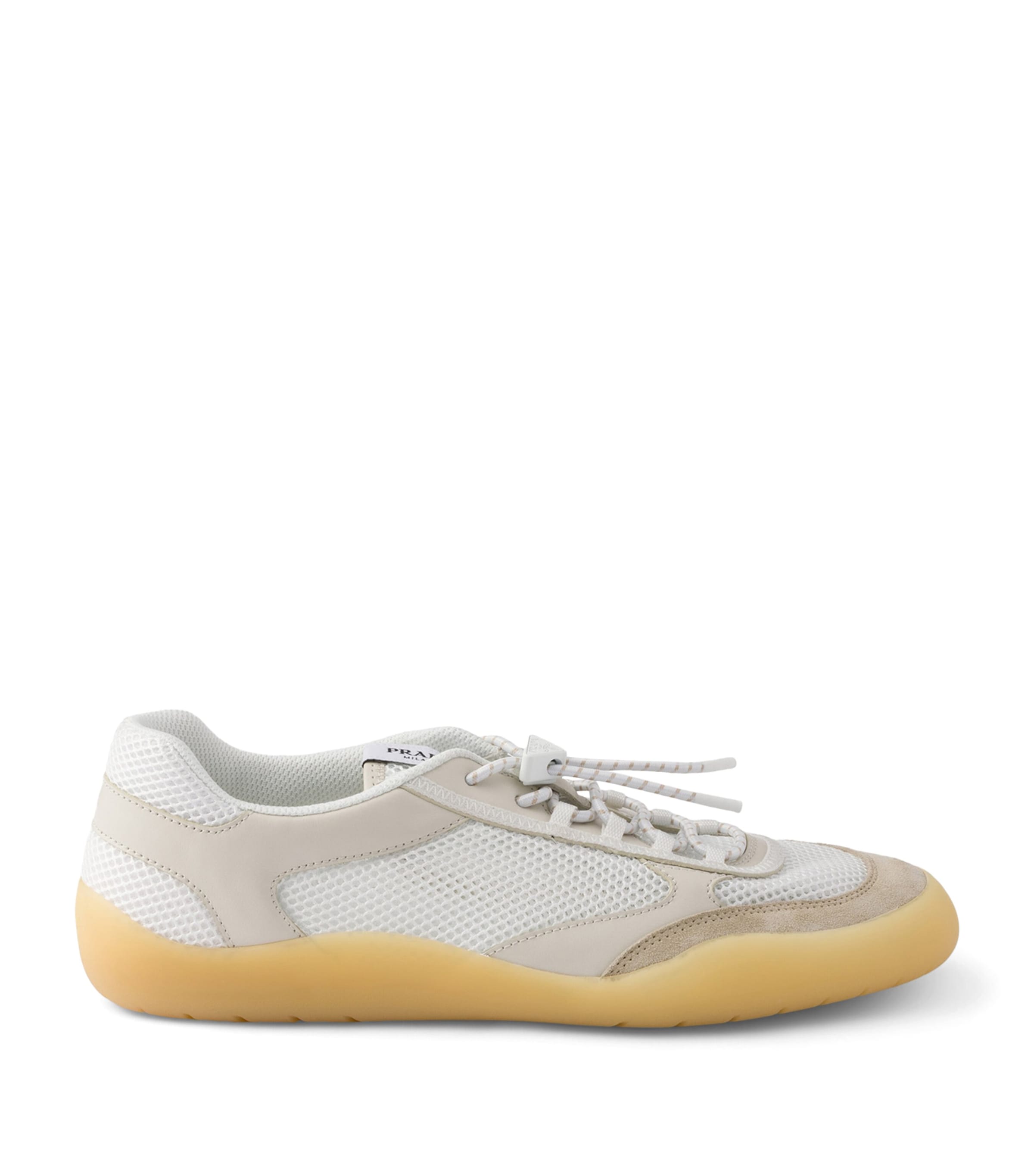Prada Leather-Mesh Speedrock Sneakers Neutral