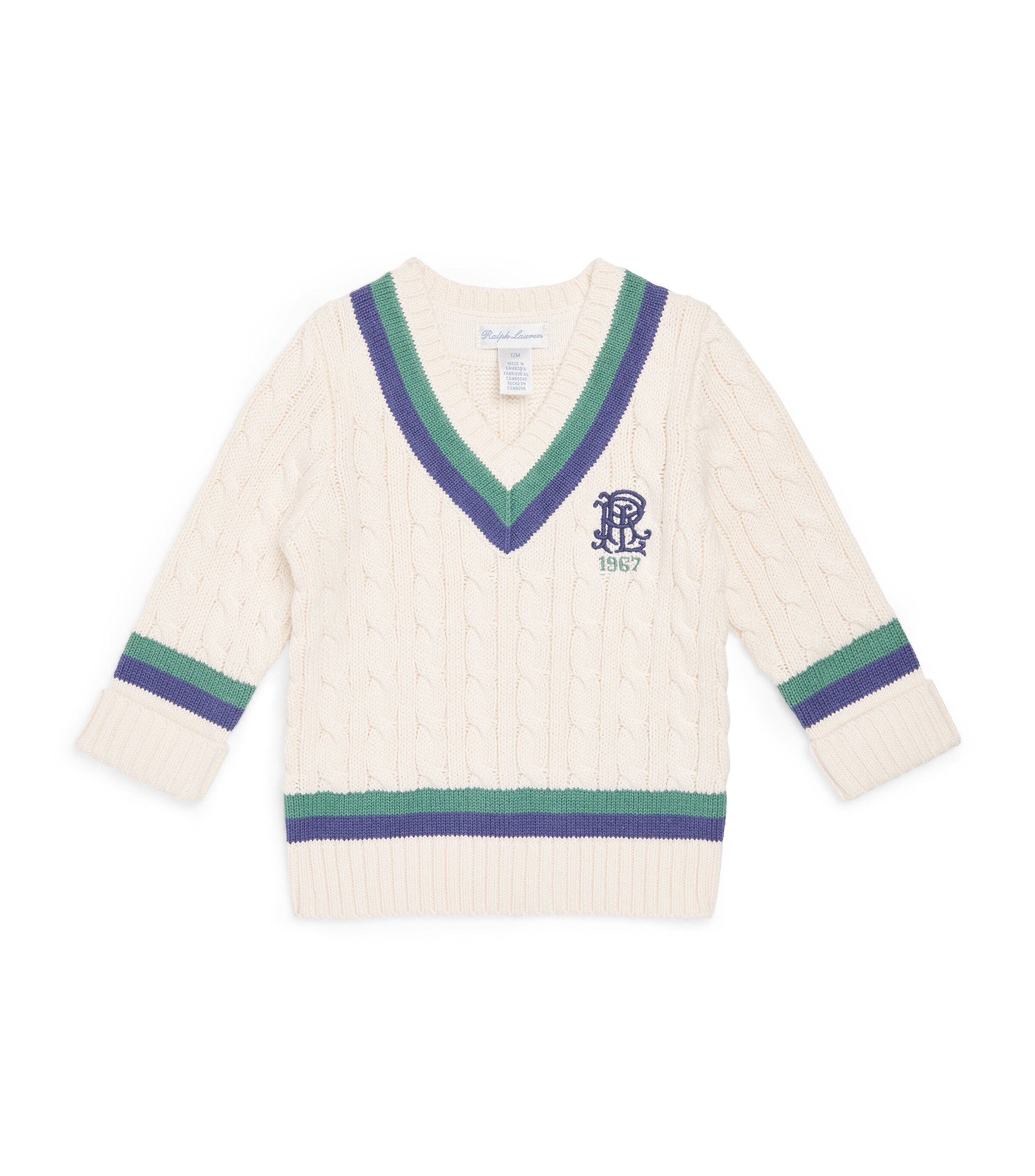 Cotton V-Neck Cricket Sweater (3-24 Months)