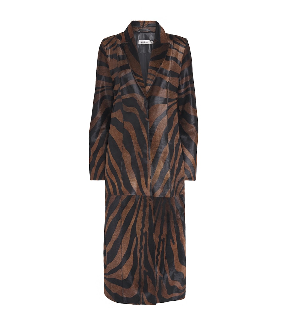 Simkhai Womens Leather Pony Hair Zebra Rilo Coat Zebra