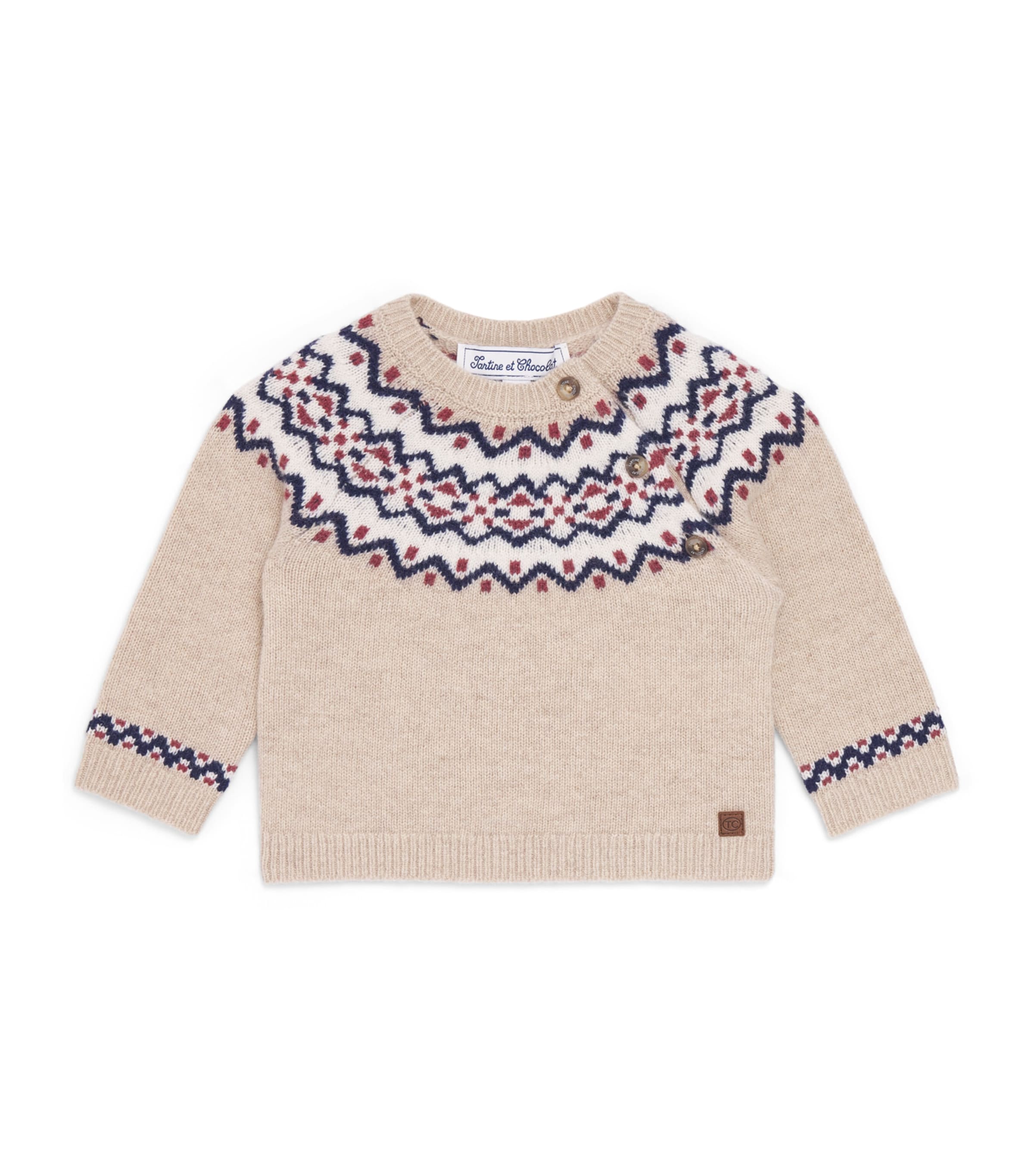 Tartine et Chocolat Wool Jacquard Sweater (3 Months-4 Years) Chiné