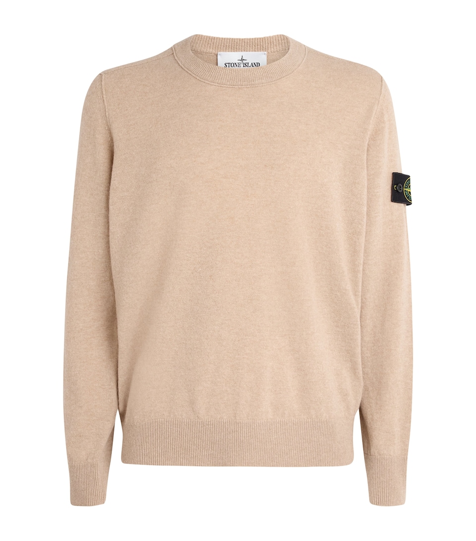 Stone Island Mens Virgin Wool Compass Logo Sweater