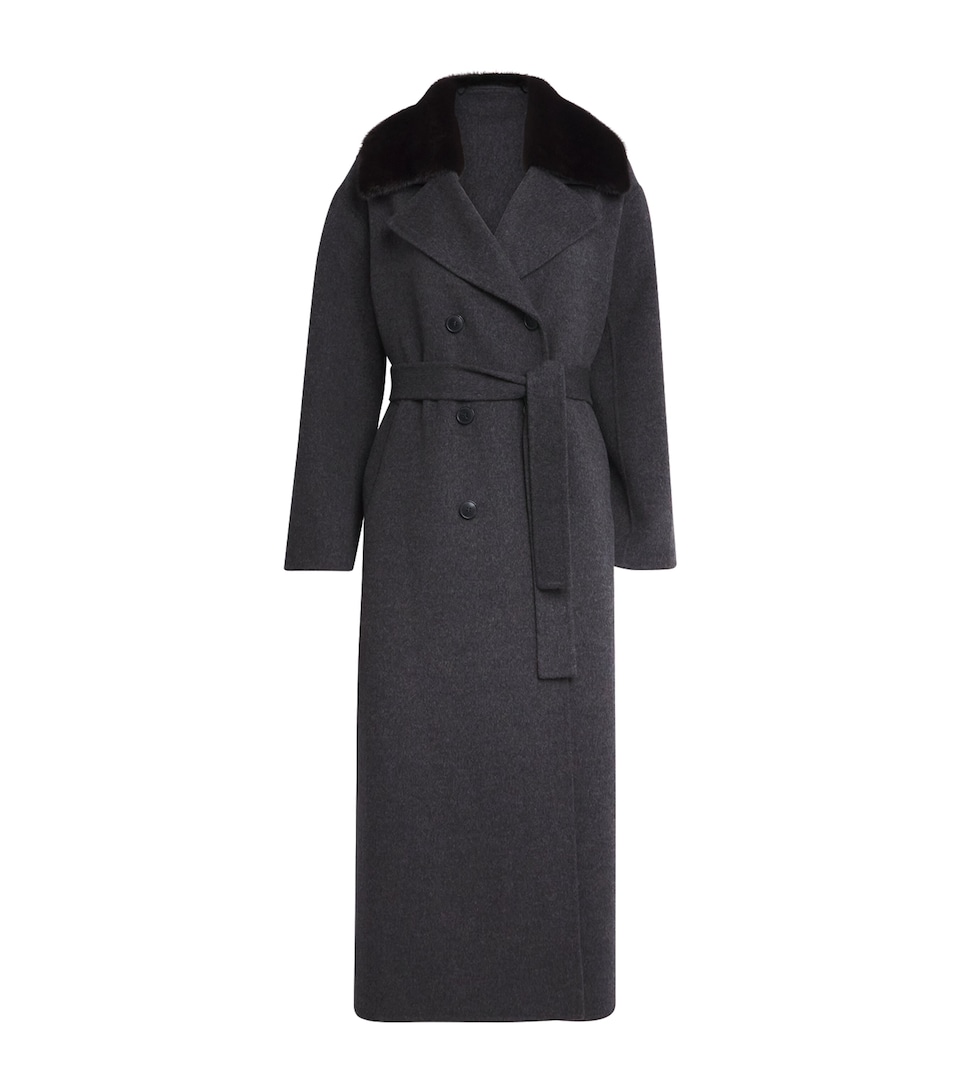 Mink Fur-Trim Collar Coat