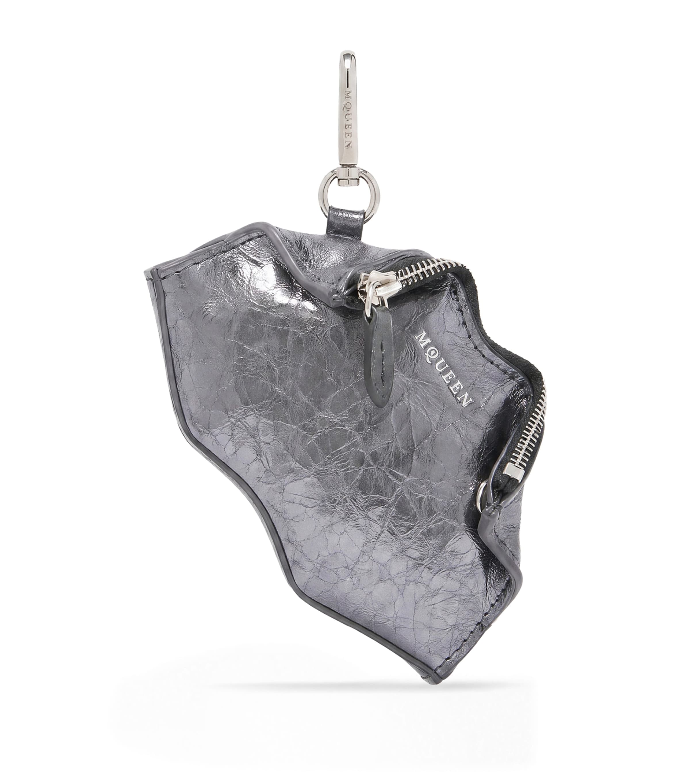 McQueen Cracked Metallic Leather Manta Bag Charm