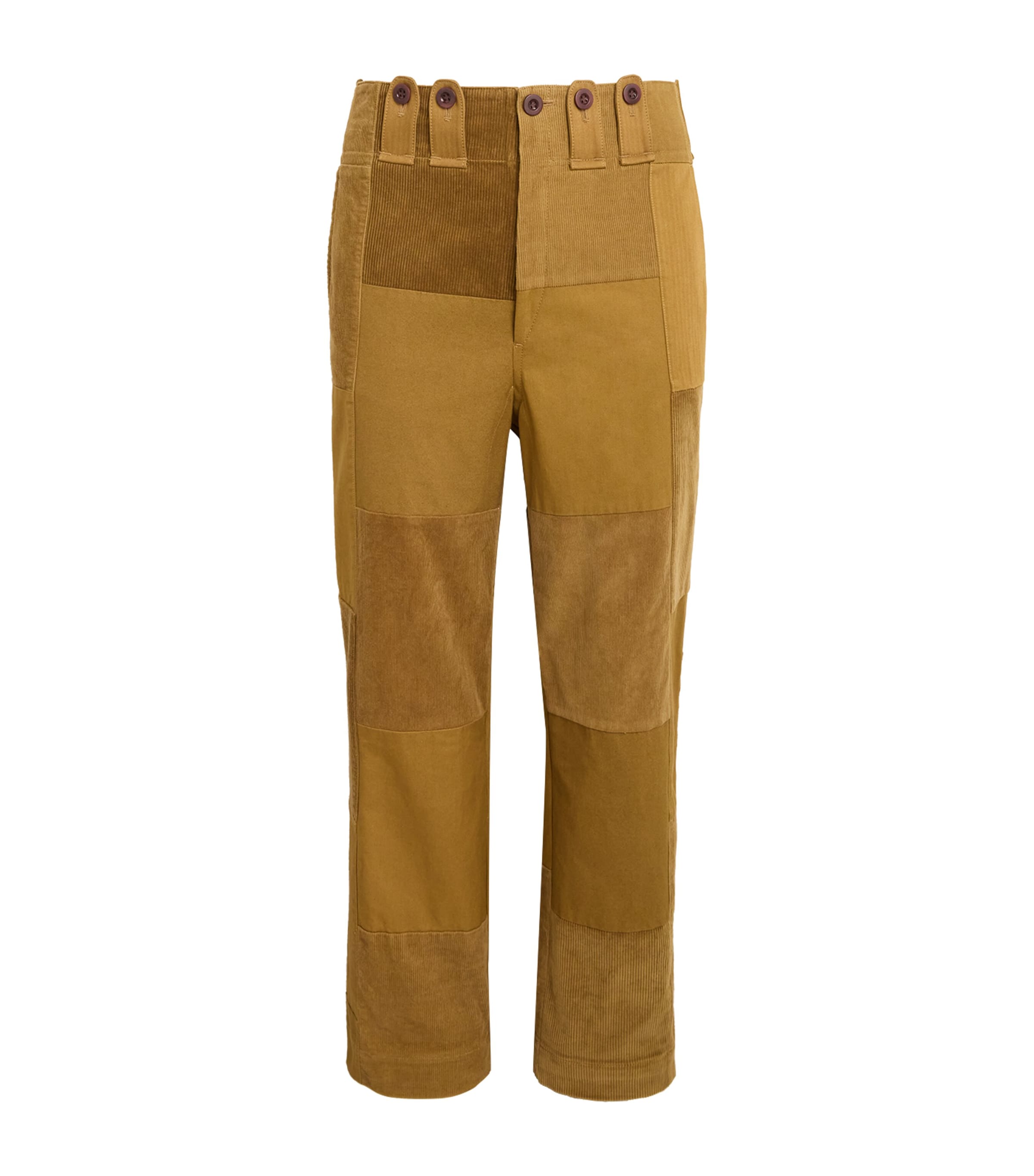 Junya Watanabe MAN Mens Cotton Patchwork Trousers Brown Mix
