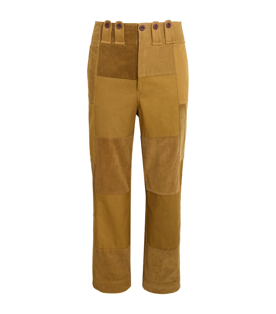 Junya Watanabe MAN Mens Cotton Patchwork Trousers Brown Mix