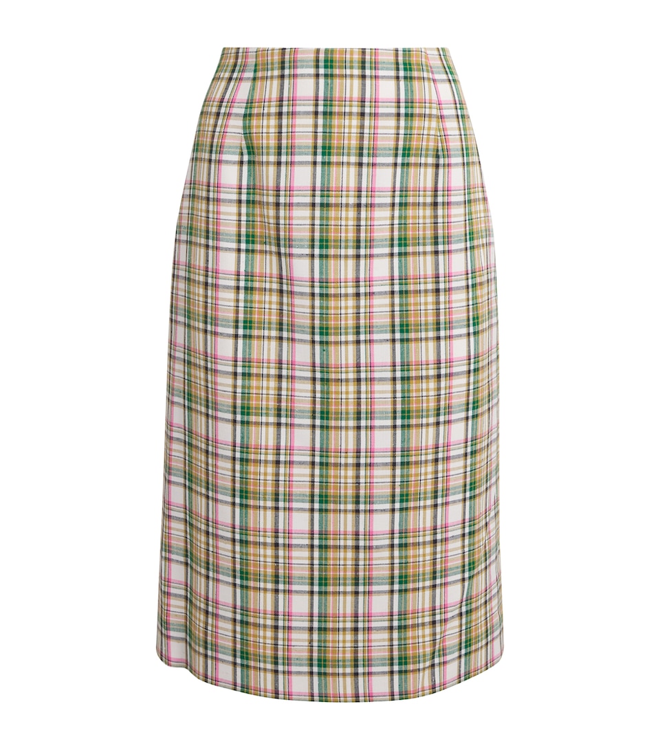 Carolina Herrera Womens Check Midi Skirt Ivory Multi