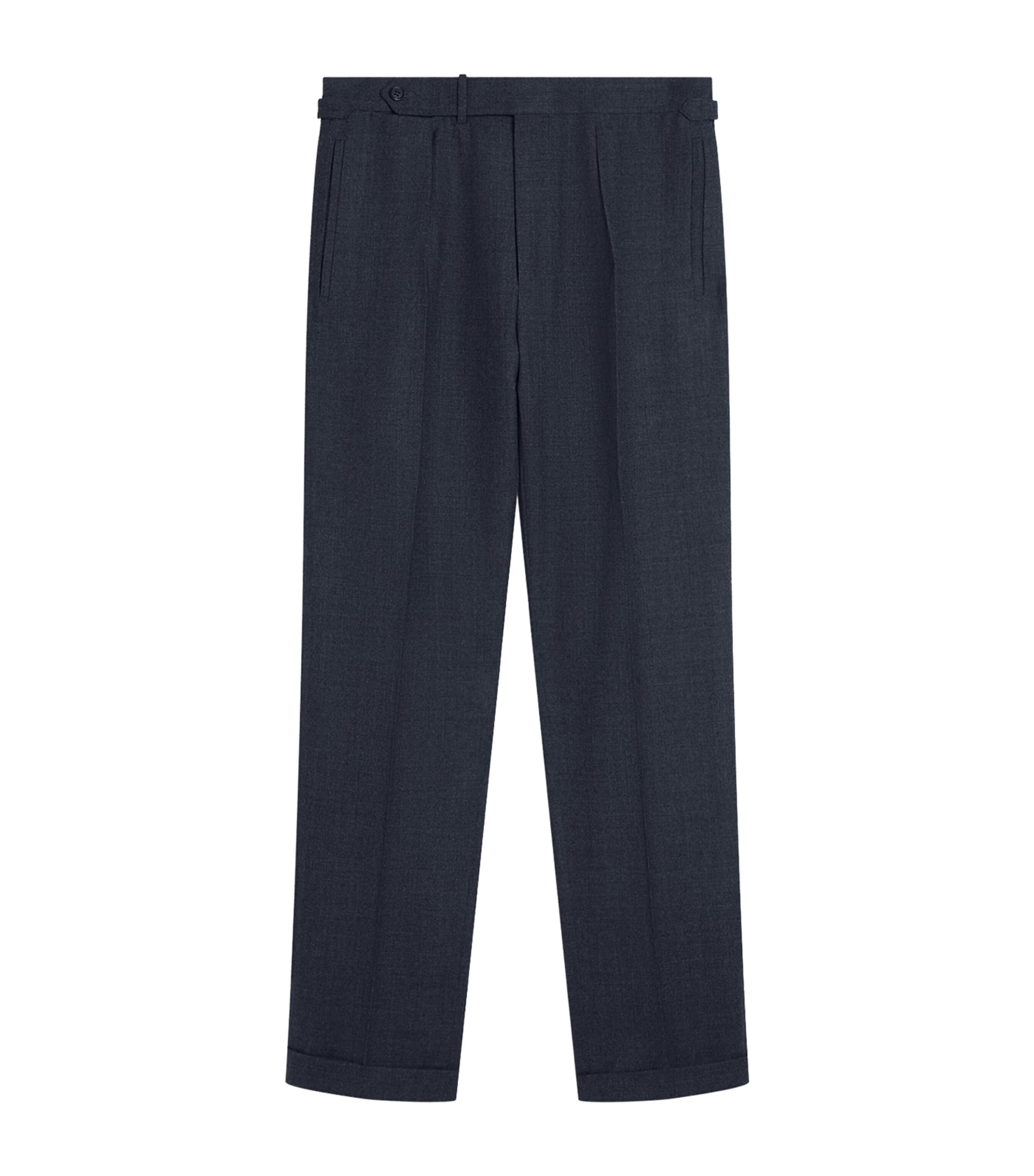 Dunhill Mens Wool Pleated Trousers Grey