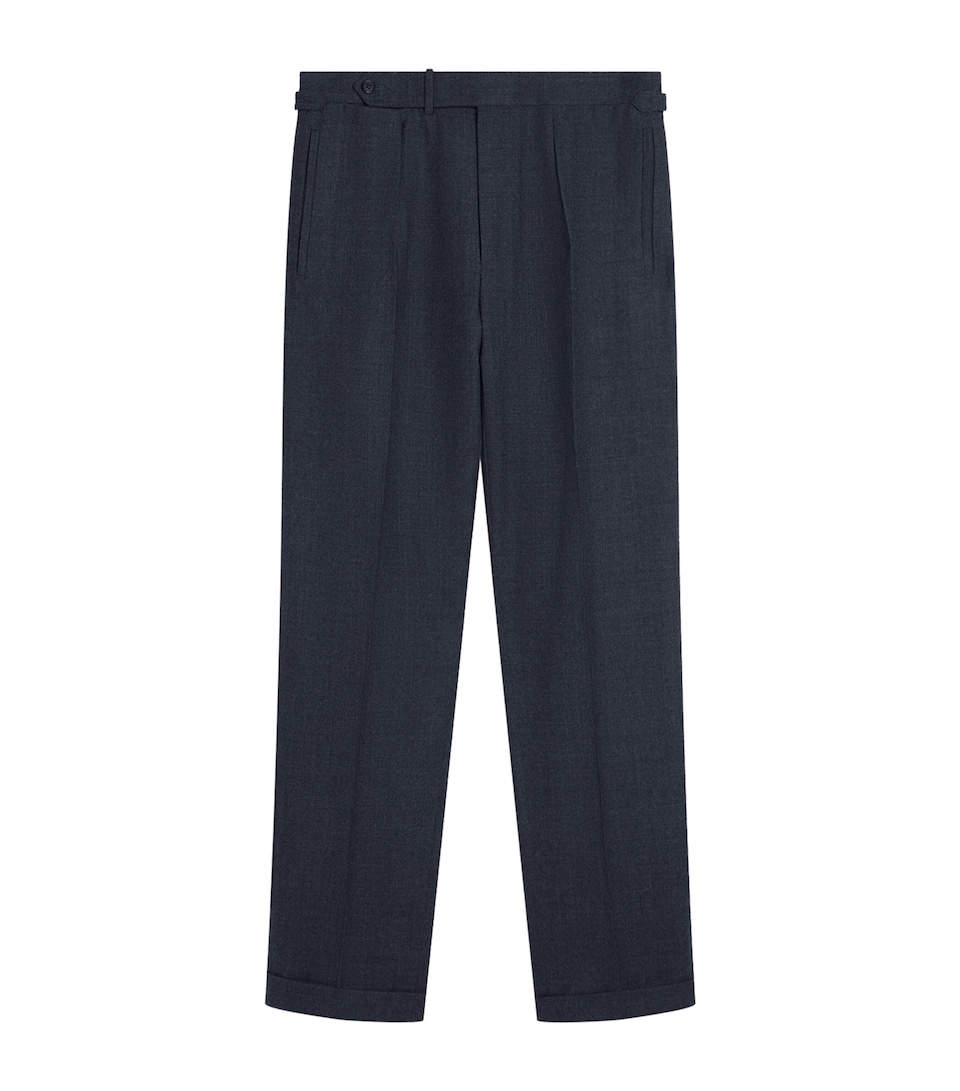 Dunhill Mens Wool Pleated Trousers Grey