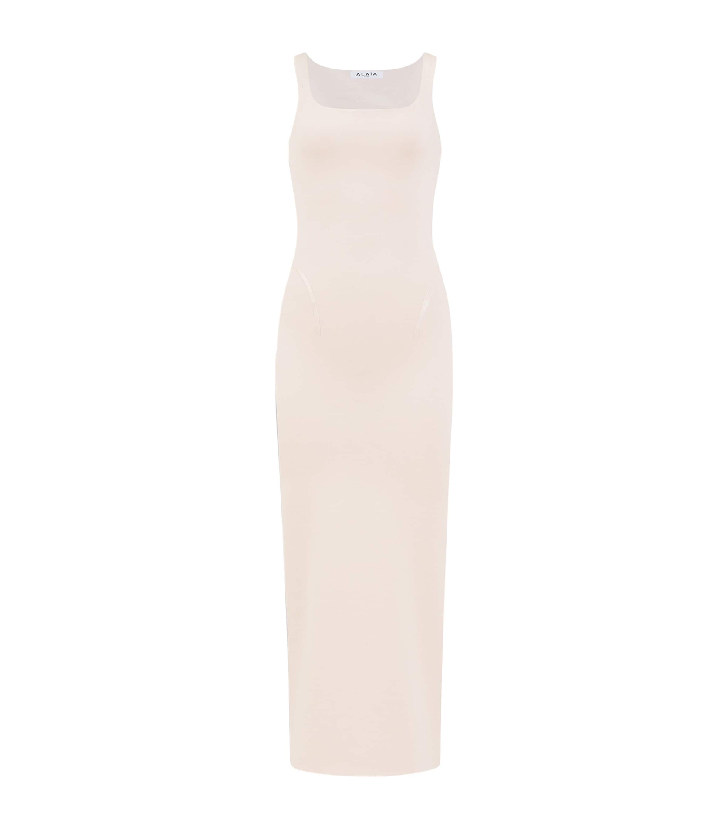 Alaïa Womens Knitted Scoop-Neck Midi Dress Pink