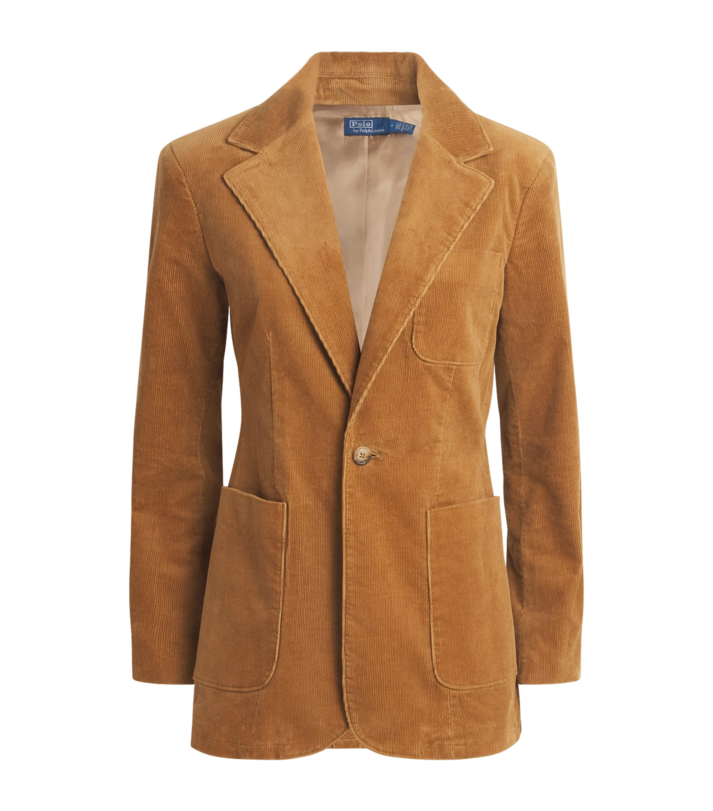 Polo Ralph Lauren Womens Corduroy Single-Breasted Blazer Tan