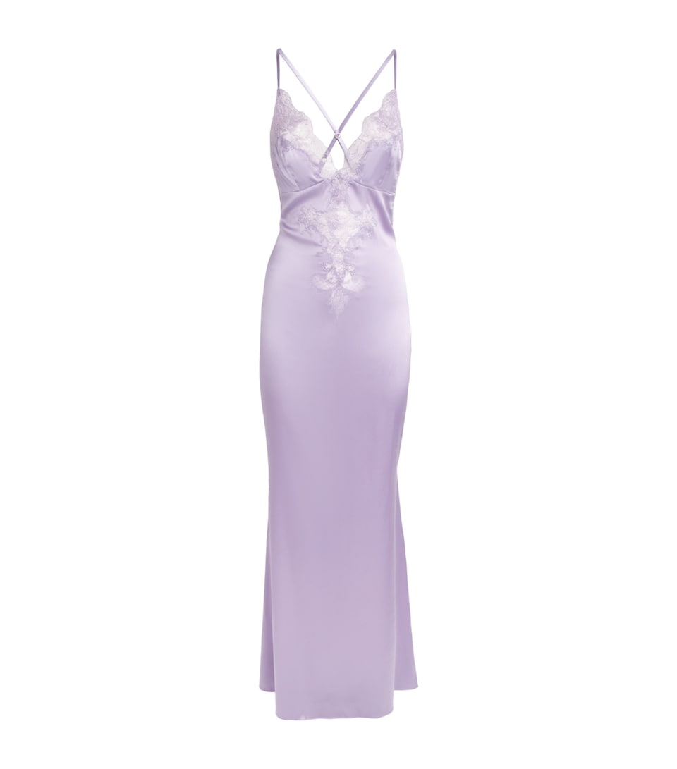 Rosamosario Womens Silk Drusilla Slip Dress Lilac