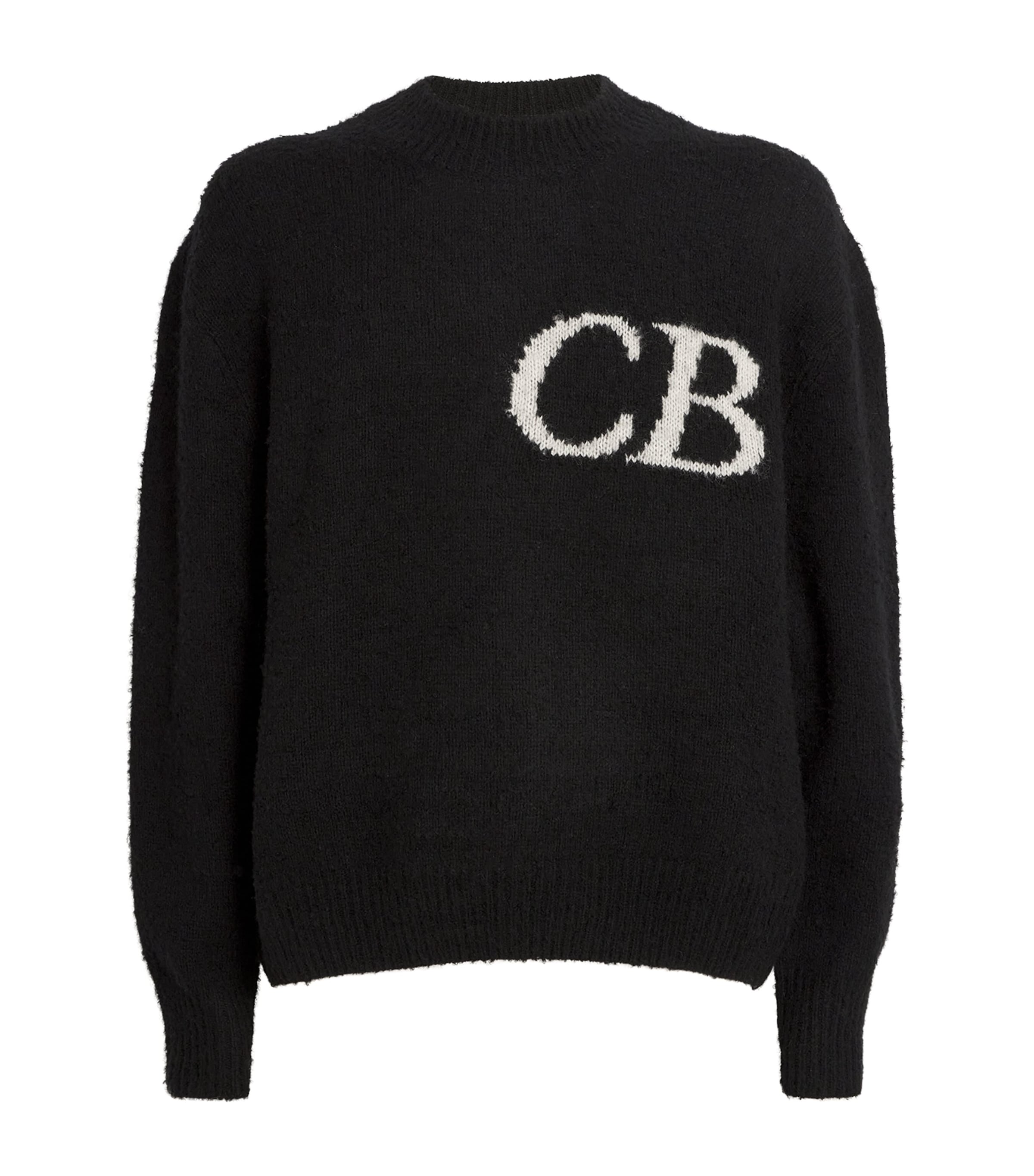 Cole Buxton Mens Wool-Blend Logo Sweater Black