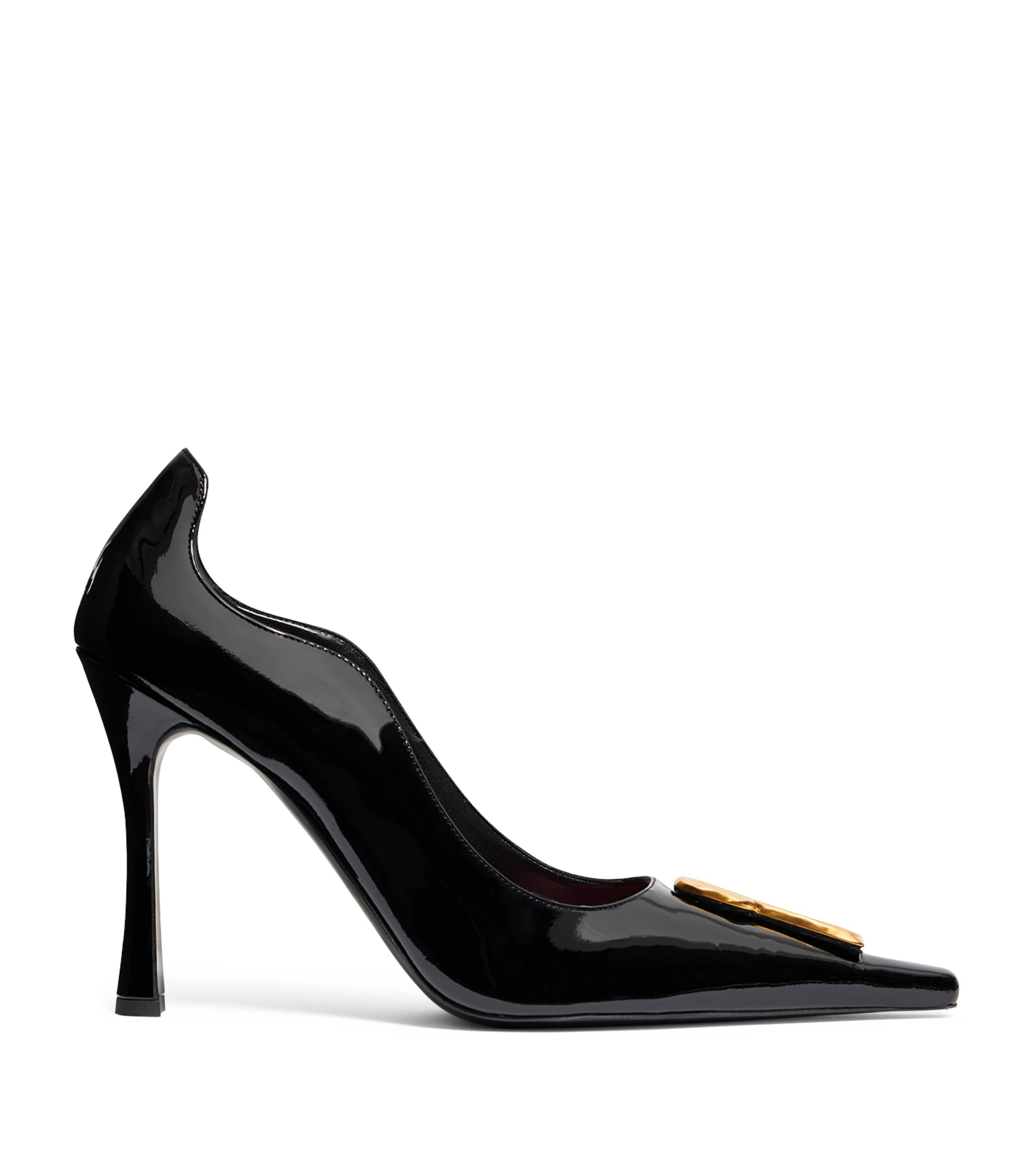 Schiaparelli Patent Leather Keyhole Pumps 105 Black
