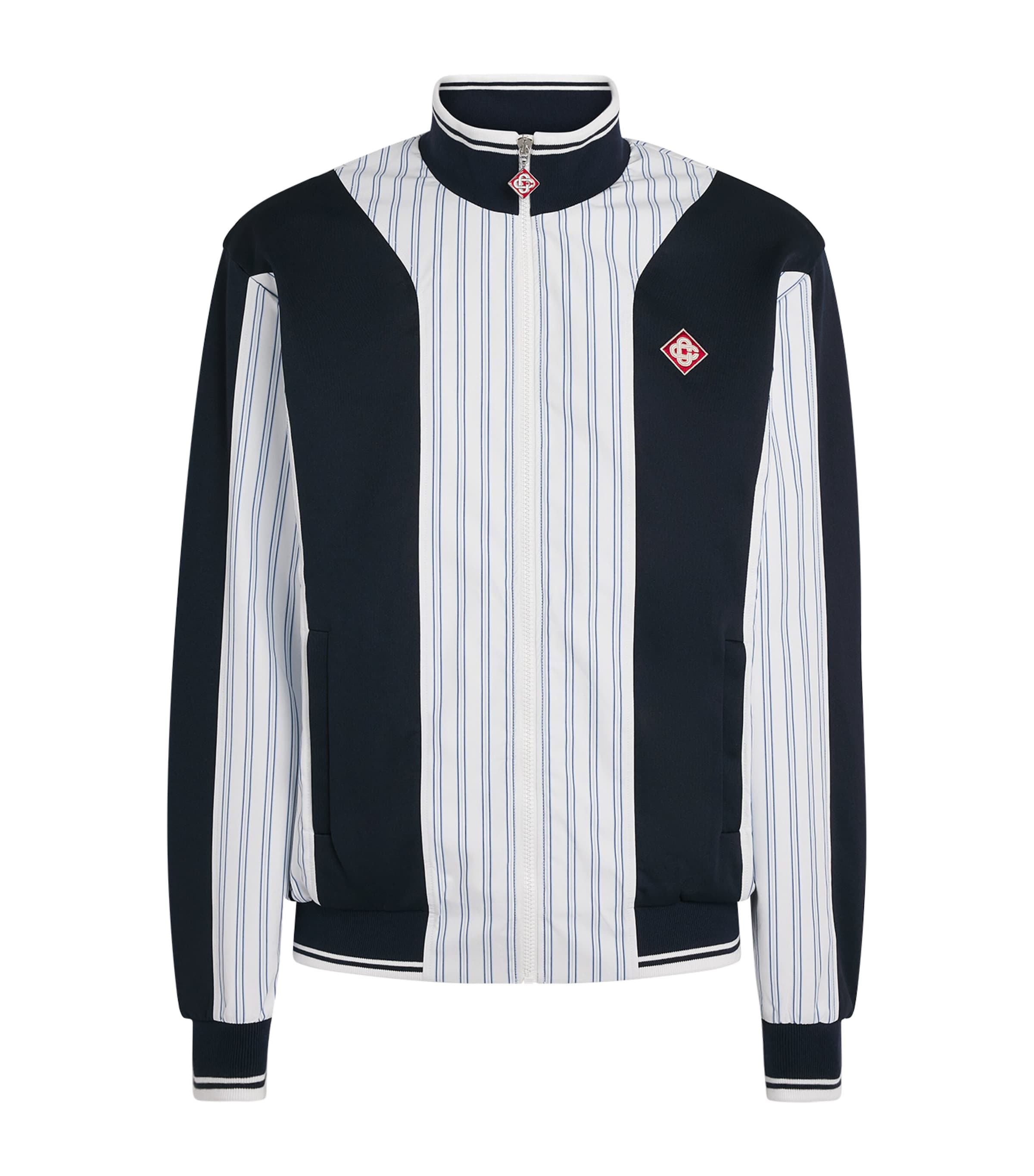 Casablanca Mens Cotton Pinstripe Panelled Track Jacket Navy / Stripes