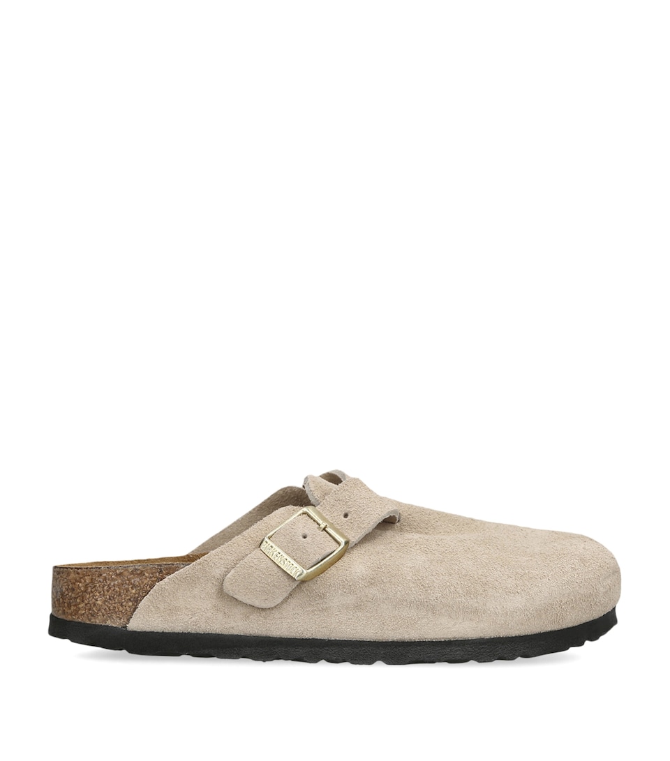 Birkenstock Suede Boston Clogs Beige
