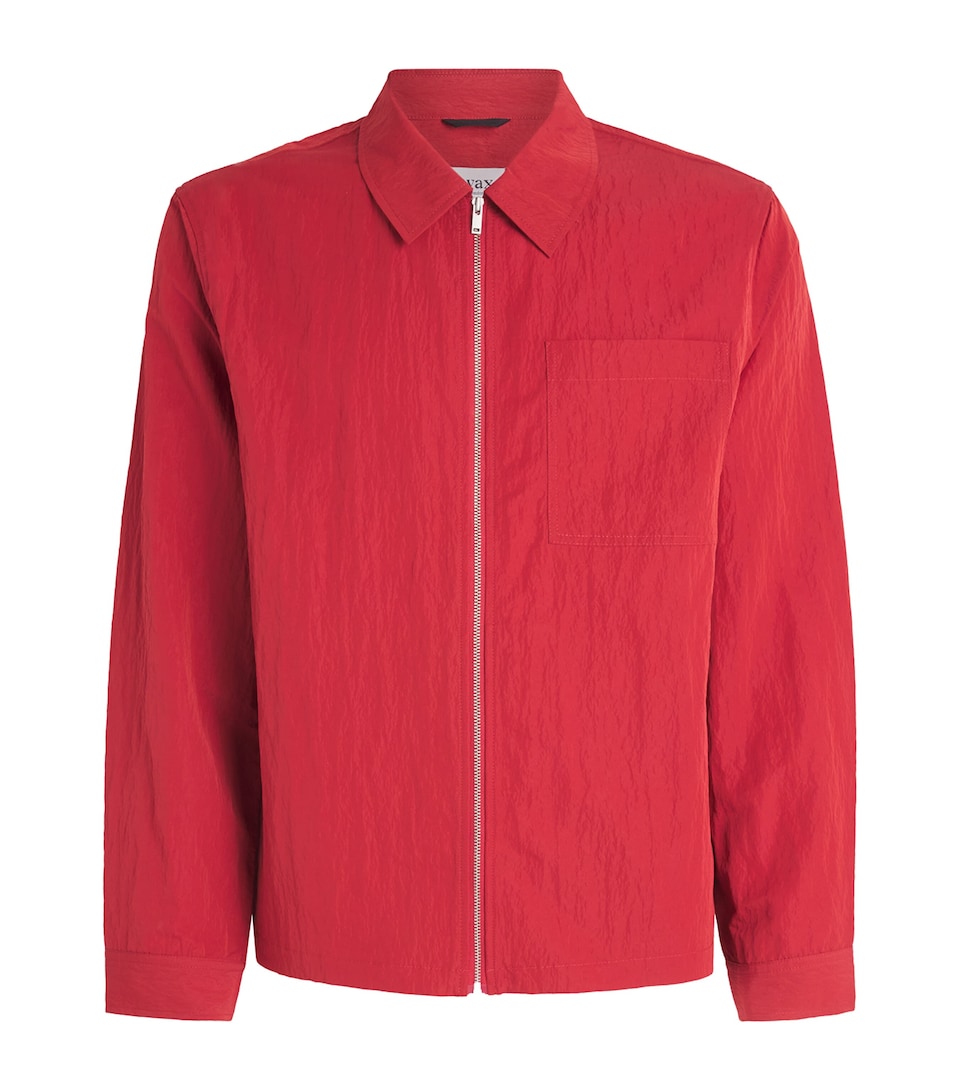 Wax London Mens Crinkle Lytton Overshirt Red