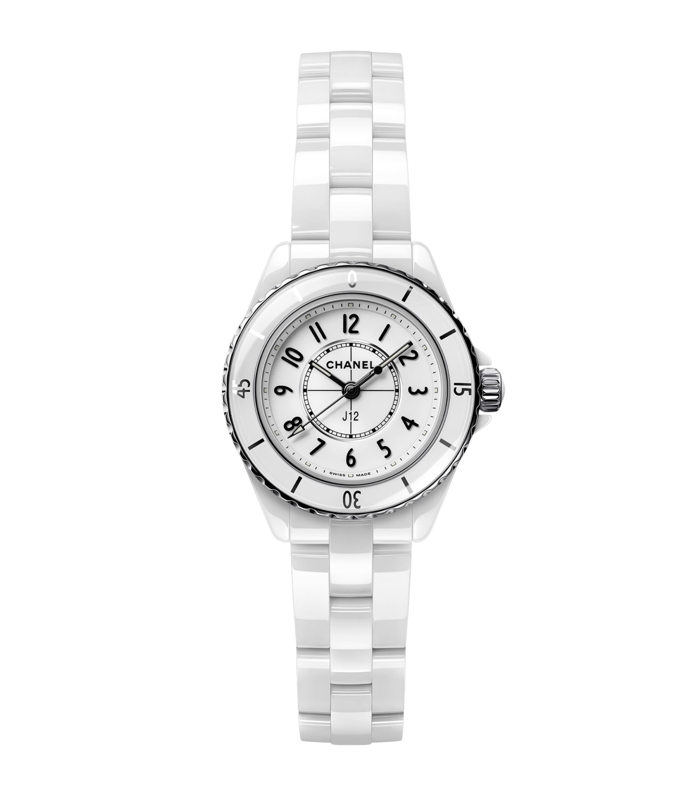 CHANEL Ceramic and Steel J12 Calibre 12.2 Watch 28mm White