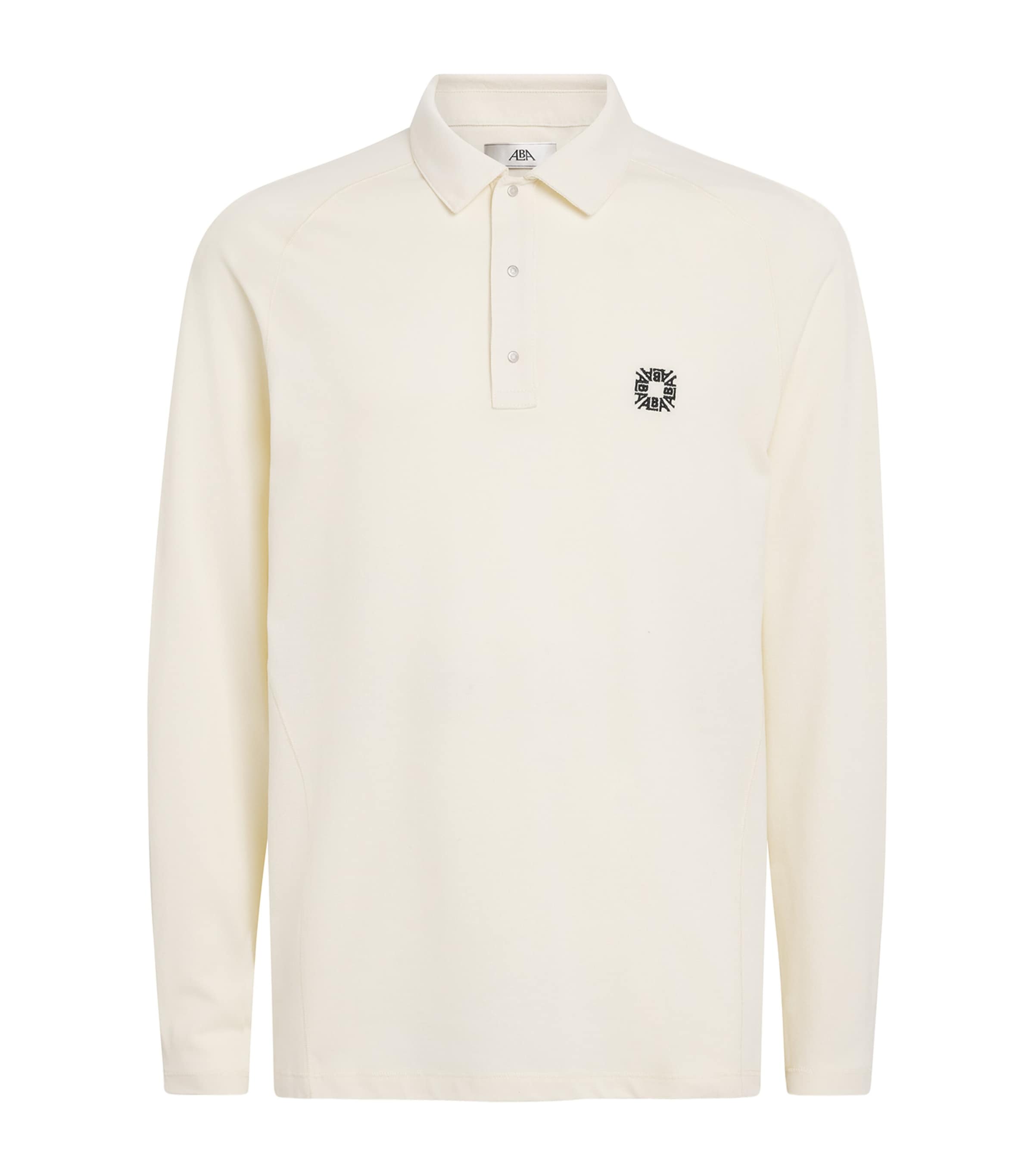 Alba Mens Cotton Jersey Long-Sleeve Polo Shirt Ivory