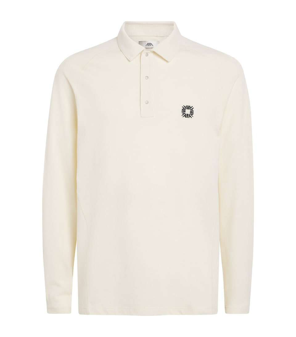 Alba Mens Cotton Jersey Long-Sleeve Polo Shirt Ivory