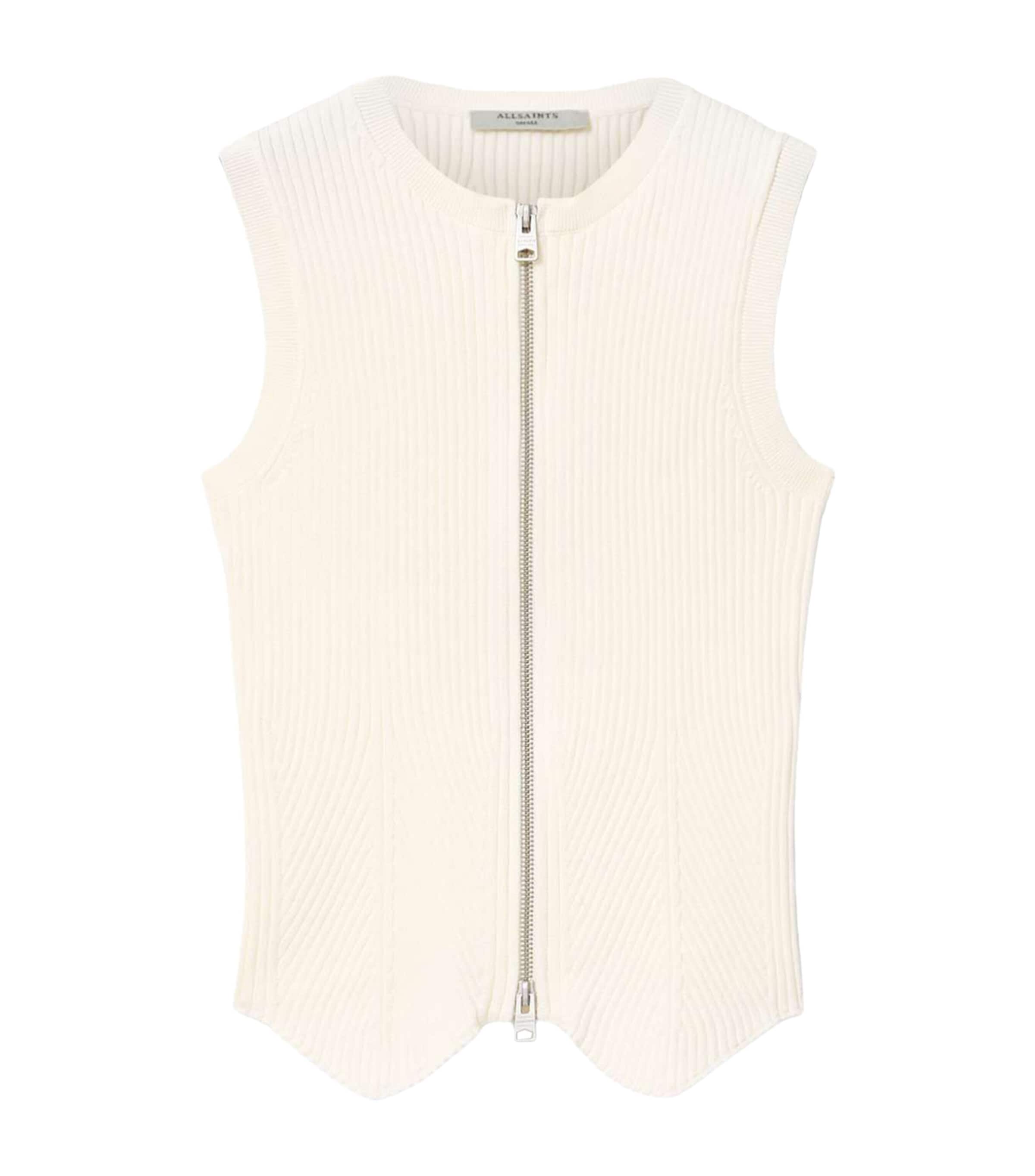 AllSaints Womens Knitted Cruz Waistcoat Chalk White