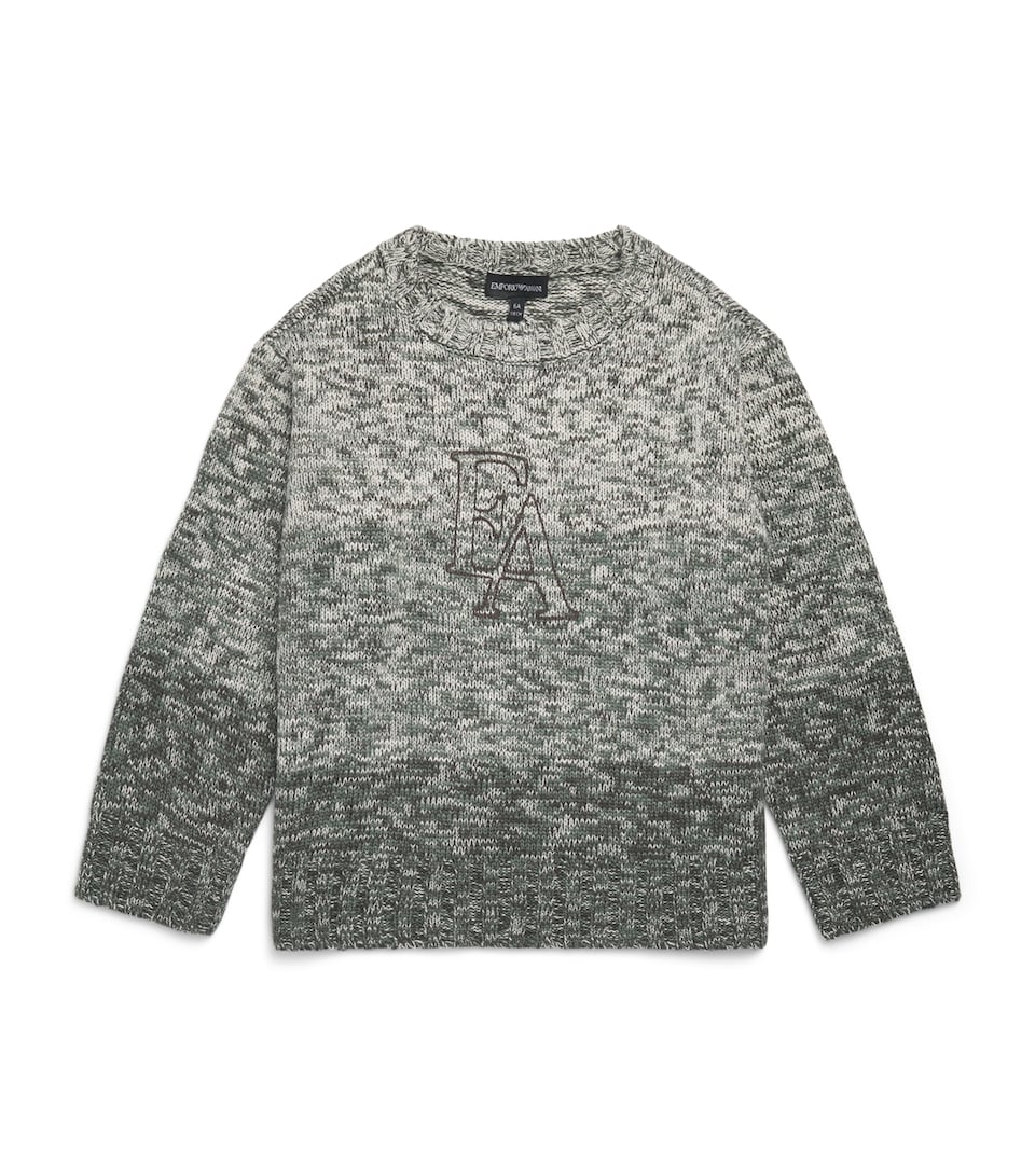 Emporio Armani Kids Mens Virgin Wool-Blend Logo Sweater (4-16 Years) Shaded Green