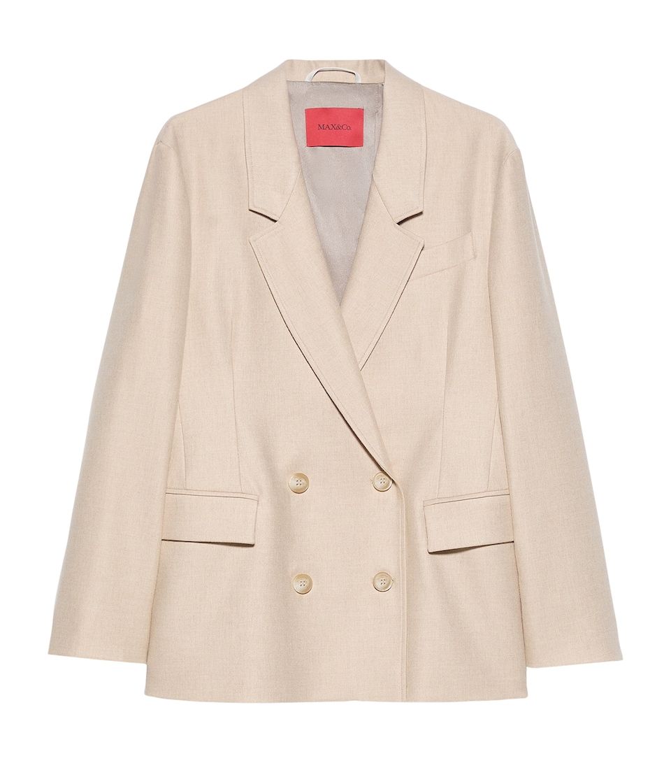 MAX&Co. Womens Virgin Wool-Blend Blazer Beige