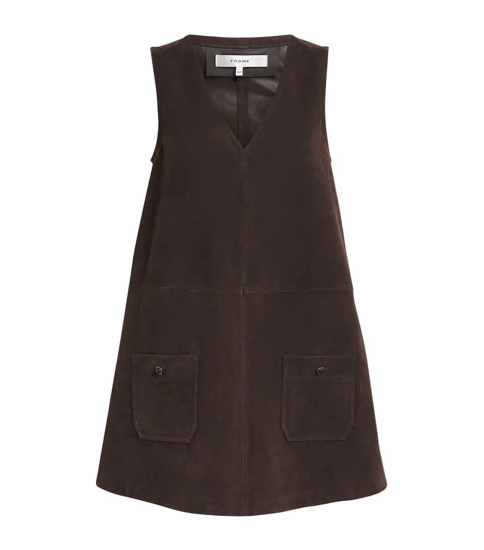 FRAME Womens Suede Safari Tent Mini Dress Dark Brown