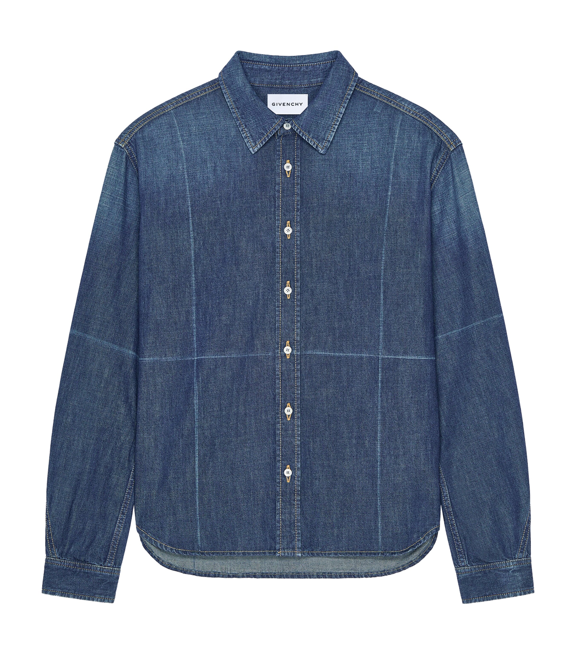 Givenchy Mens Folded-Effect Denim Shirt