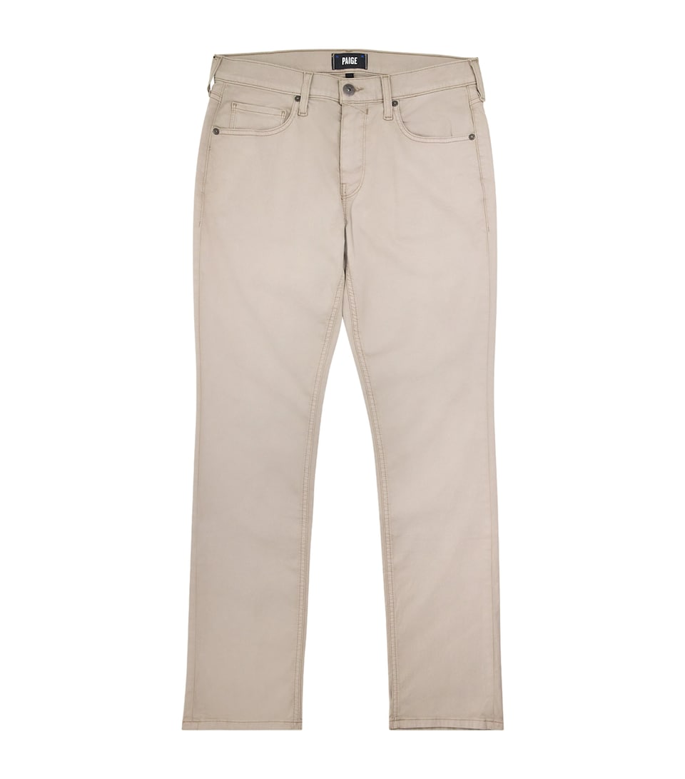 PAIGE Mens Cotton Federal Straight Trousers Clean Khaki