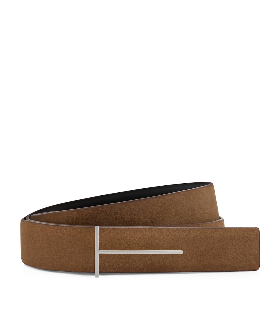 Calf Leather Reversible Slim T Belt