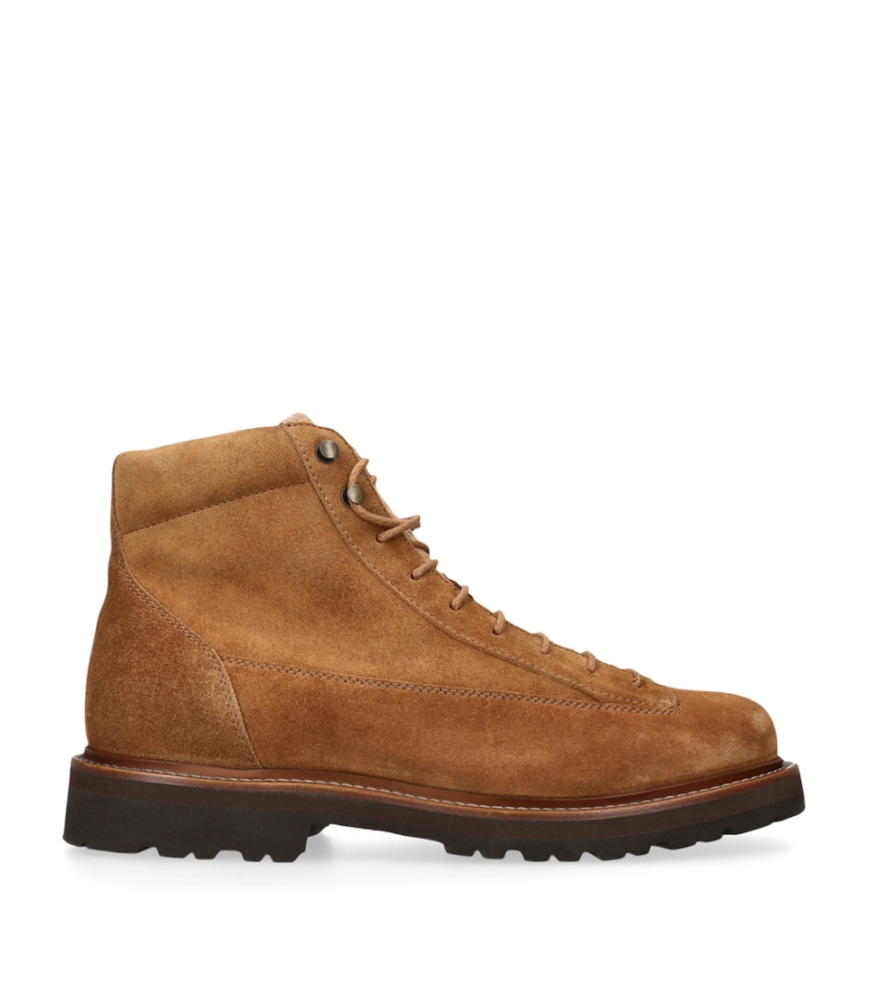 Corduroy-Detail Suede Hiker Boots