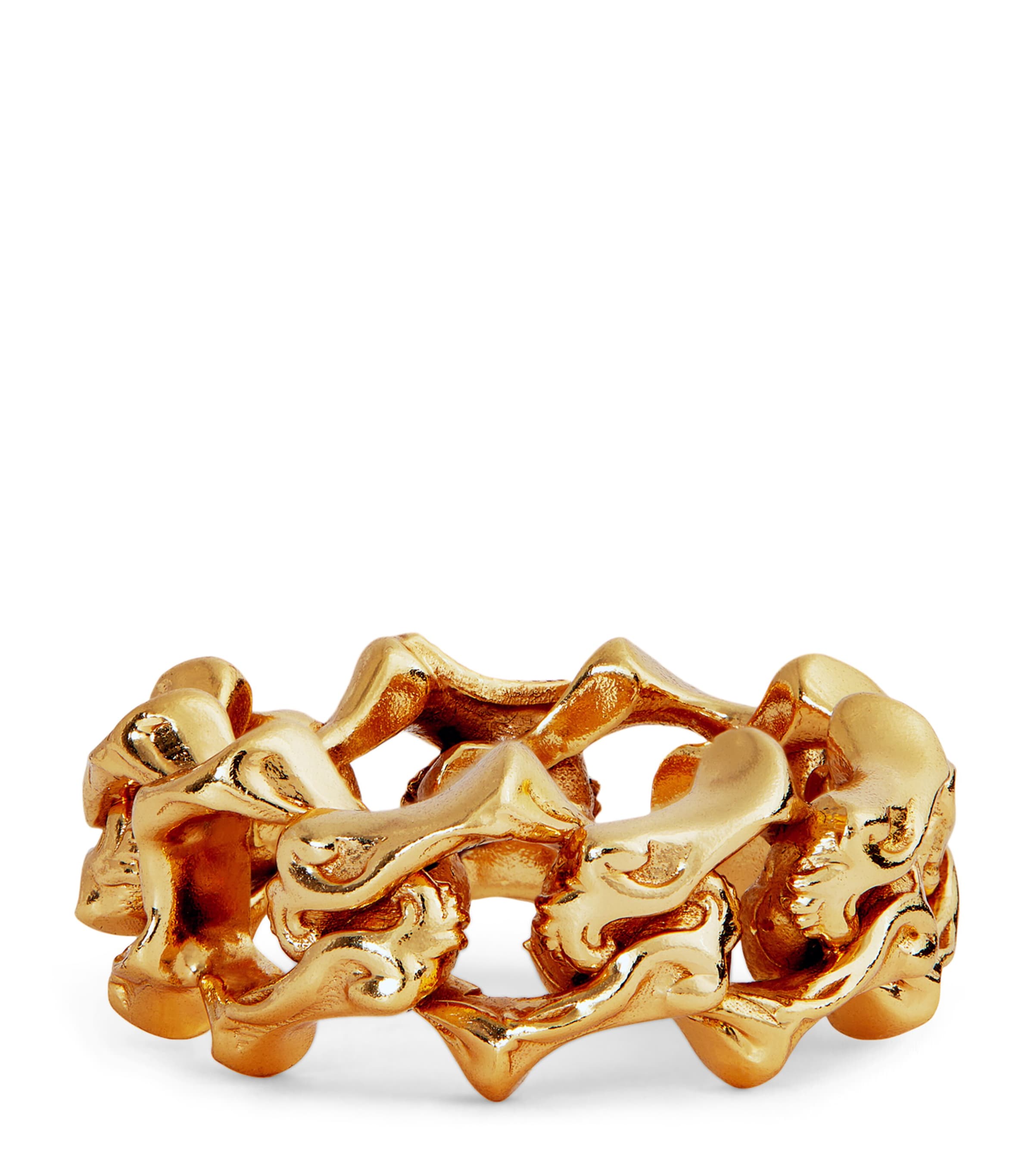 Gold-Plated Sterling Silver Arabesque Chain Ring