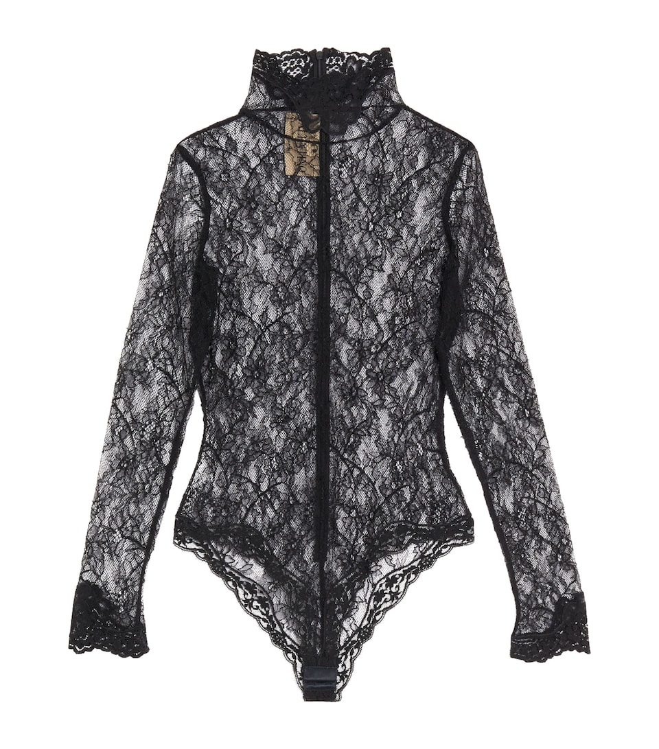 Valentino Womens Lace High-Neck Bodysuit