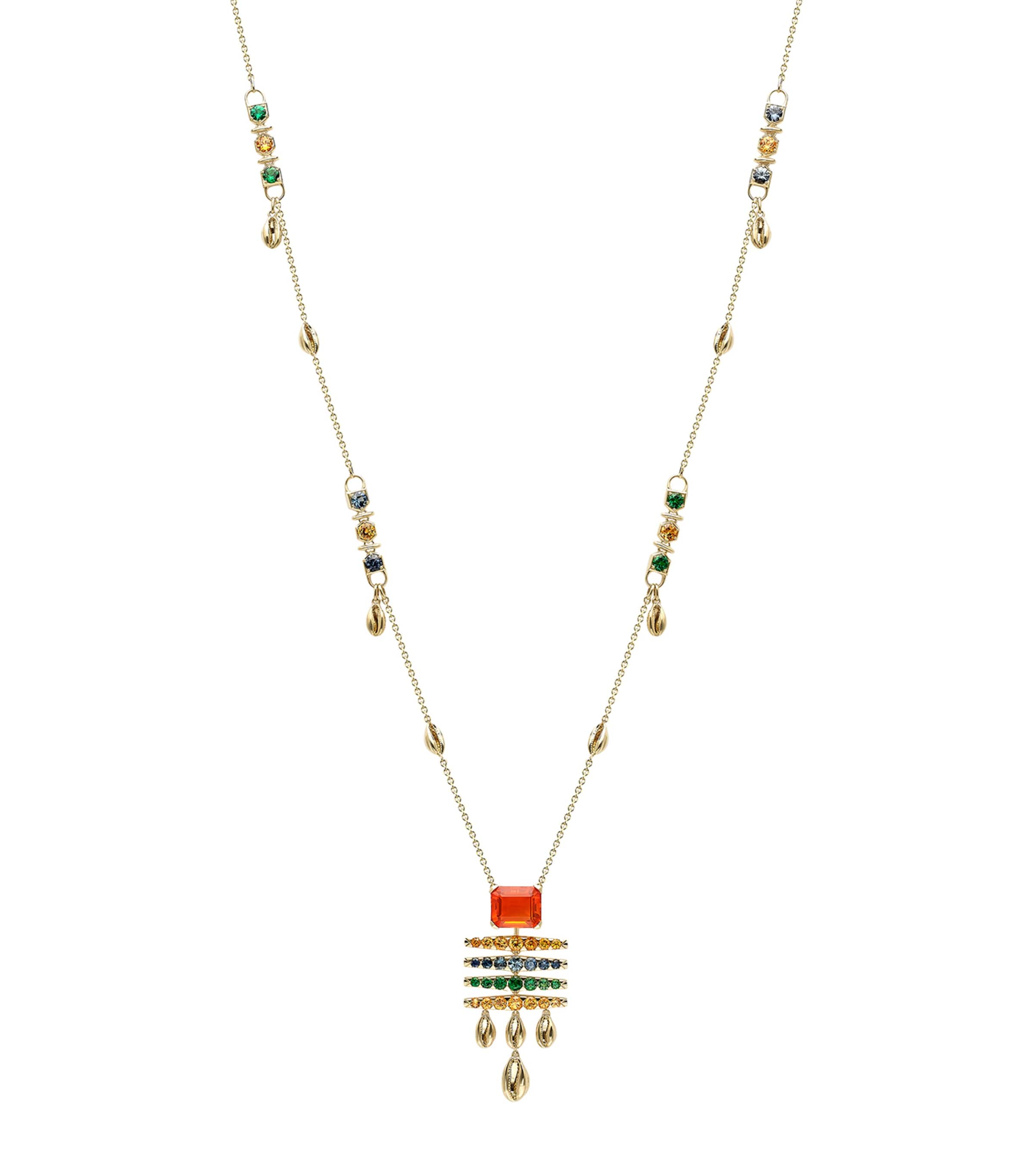 Yellow Gold, Opal, Garnet, Sapphire and Tsavorite Masai Mara Inside Africa Necklace