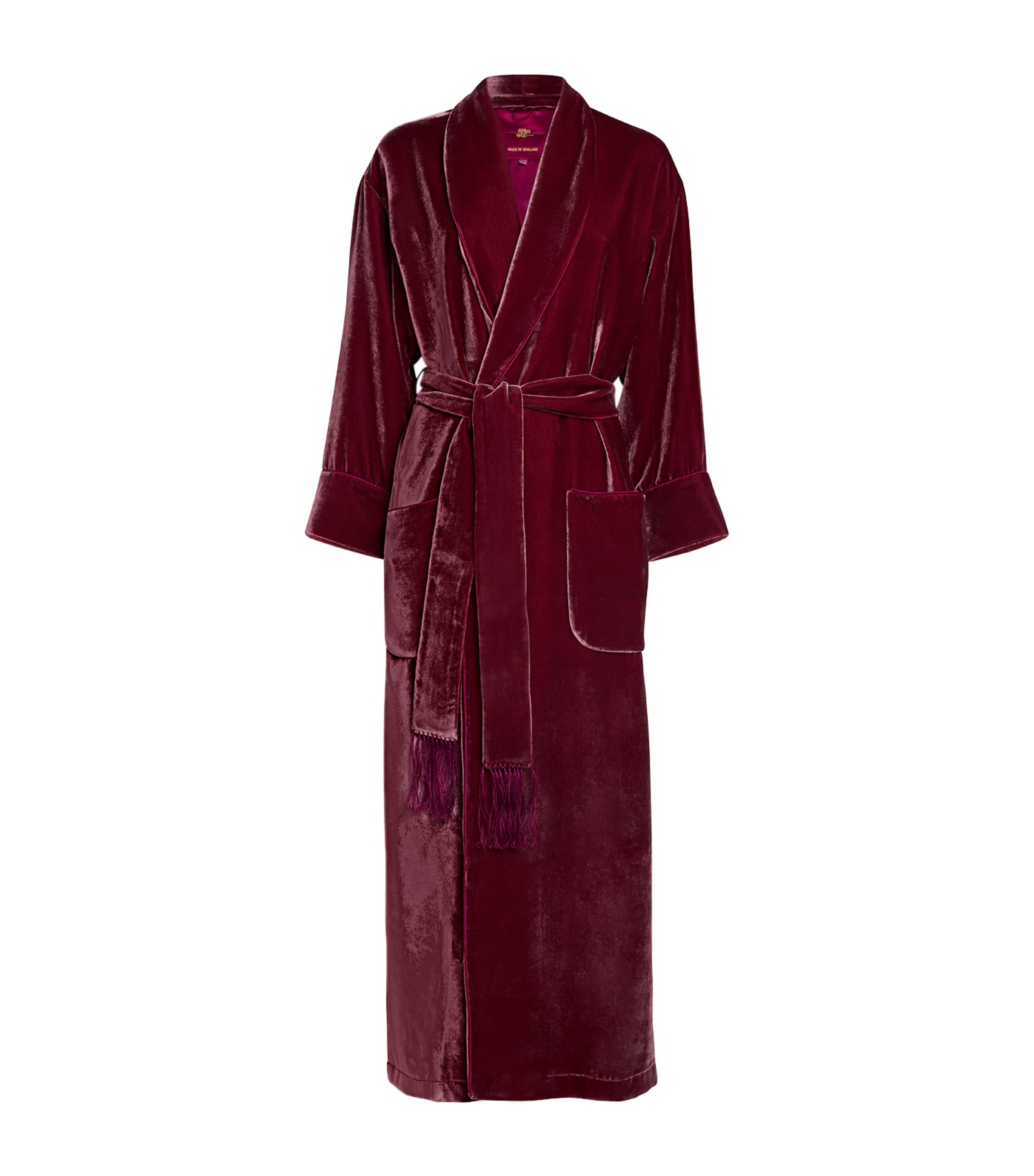 Daniel Hanson Womens Velvet Silk-Lined Robe Mauve
