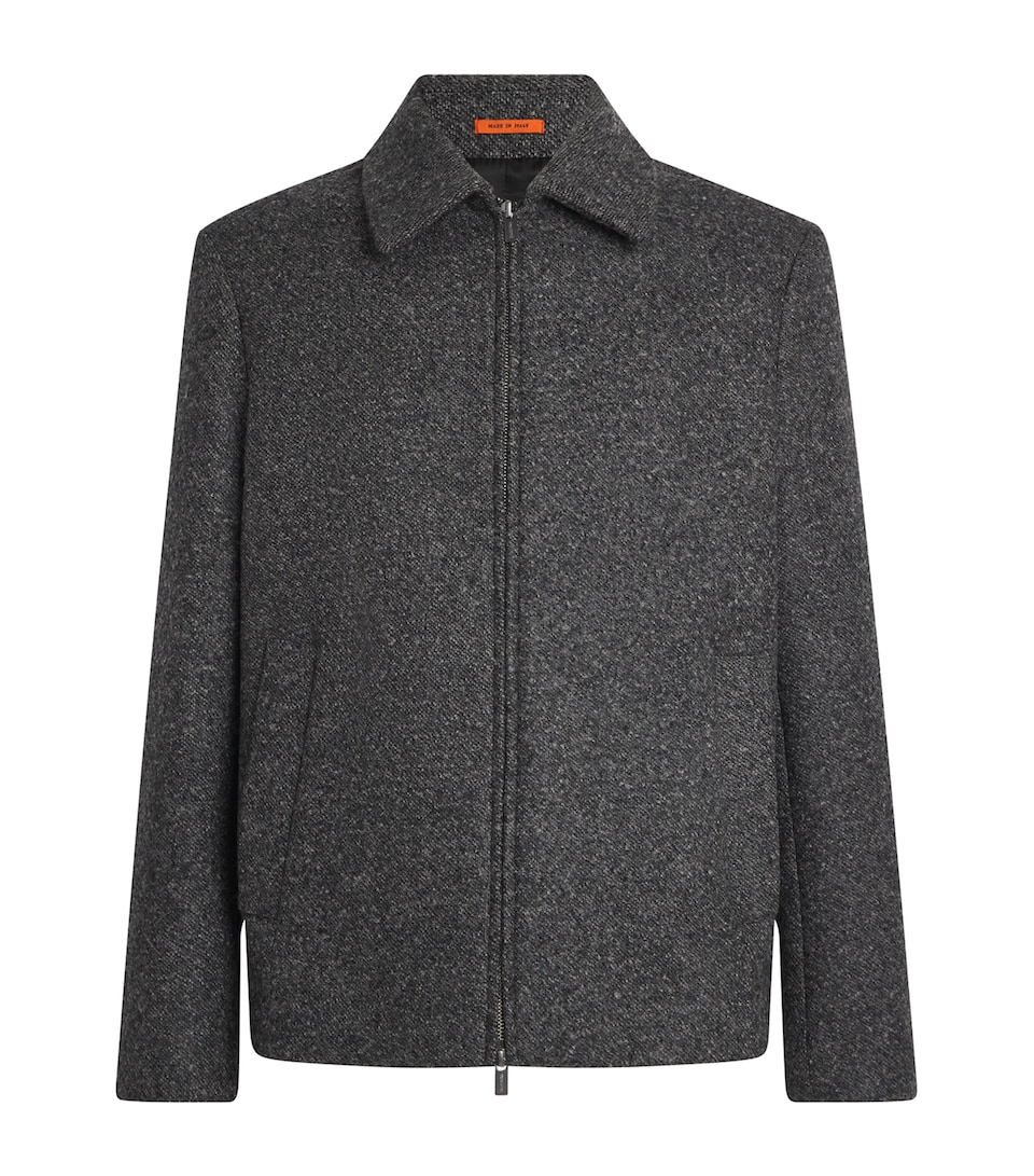 Virgin Wool-Blend Speckled Blouson Jacket
