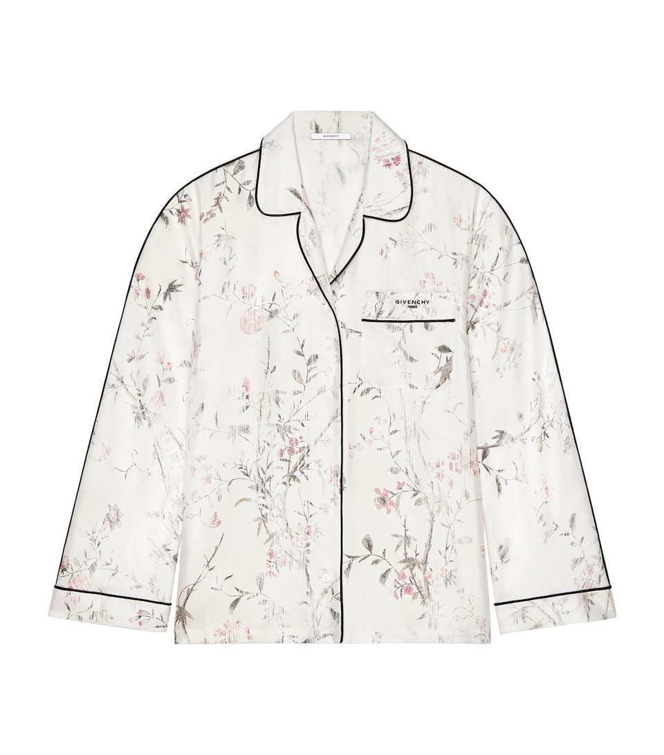 Givenchy Womens Silk Floral Pyjama Shirt White