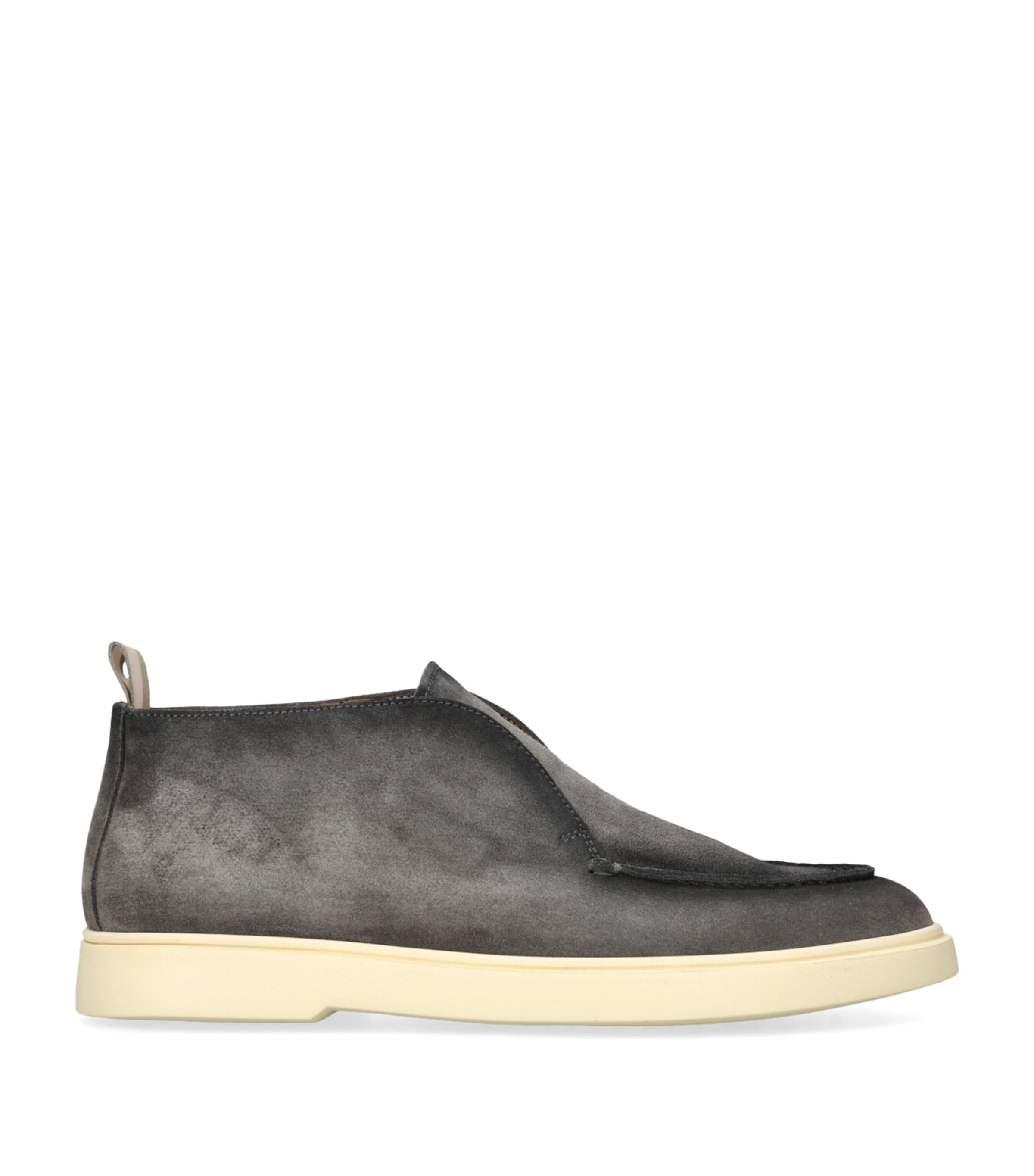 ショートブーツ・ブーティ Santoni Dove Grey Suede Ankle Boots Grey Vegan Suede Peep Toe Wrap Strappy Heeled Ankle Boots