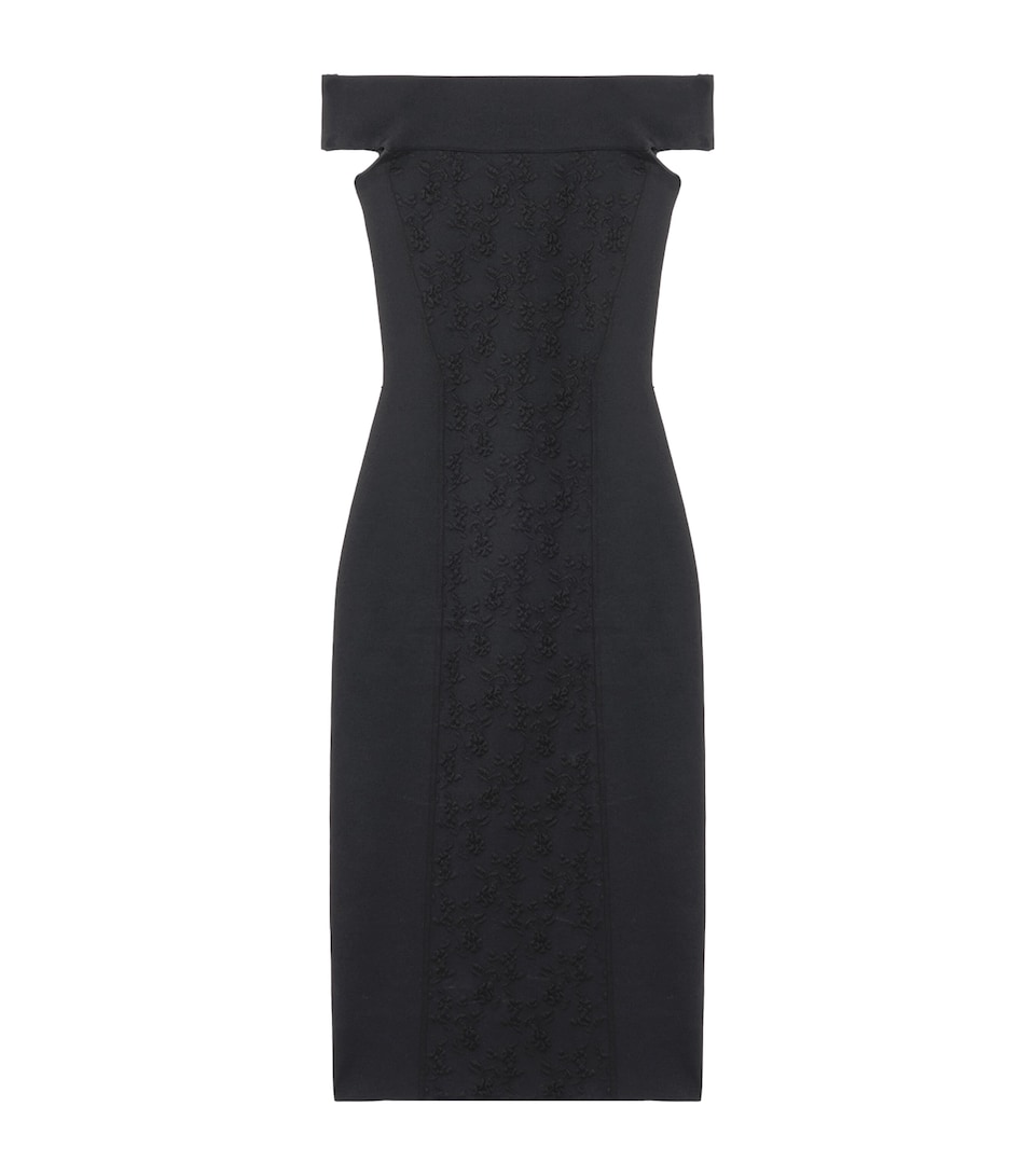 Stretch-Jacquard Midi Dress