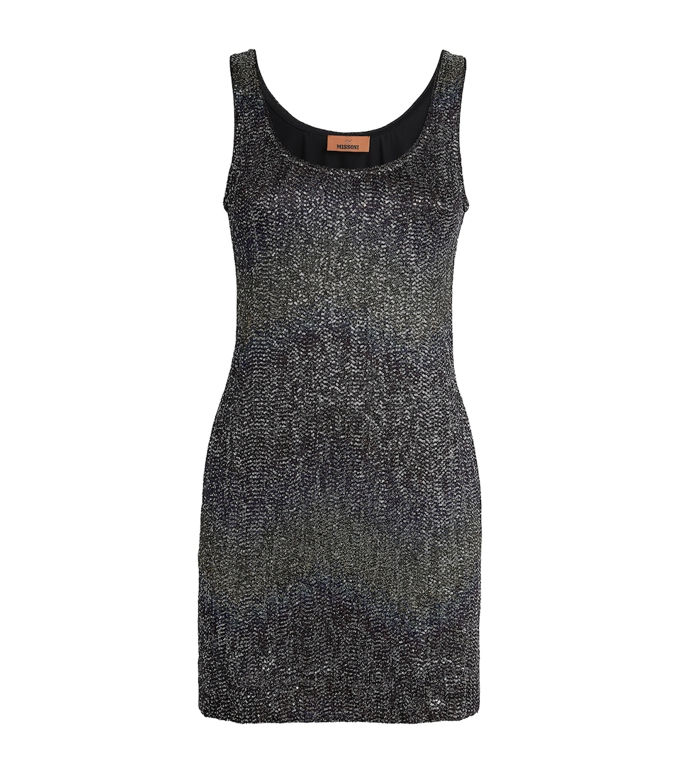 Missoni Womens Sequin Chevron Mini Dress Bn,bl,yl