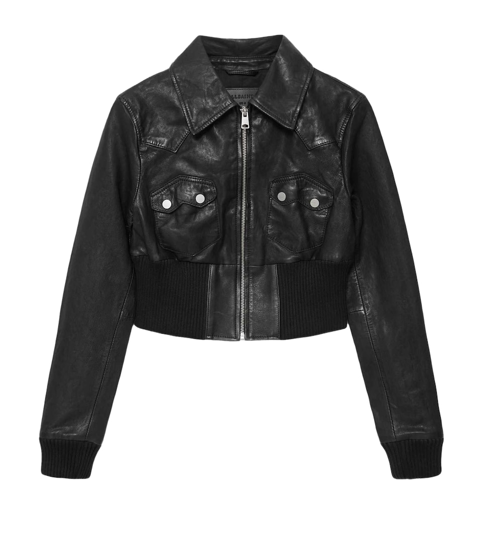 AllSaints Womens Leather Lena Jacket Black