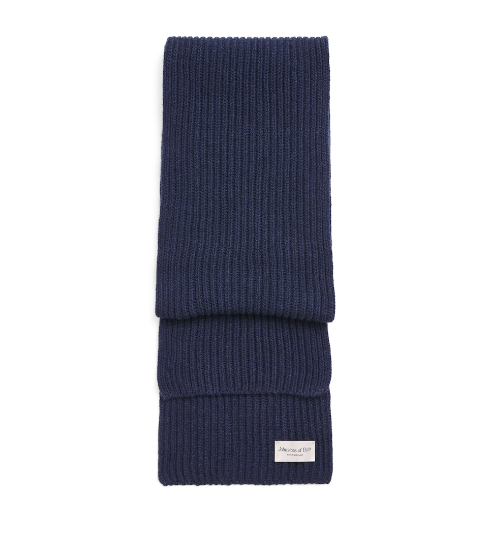 Johnstons Of Elgin Cashmere Lovat Ribbed Scarf Barra Navy