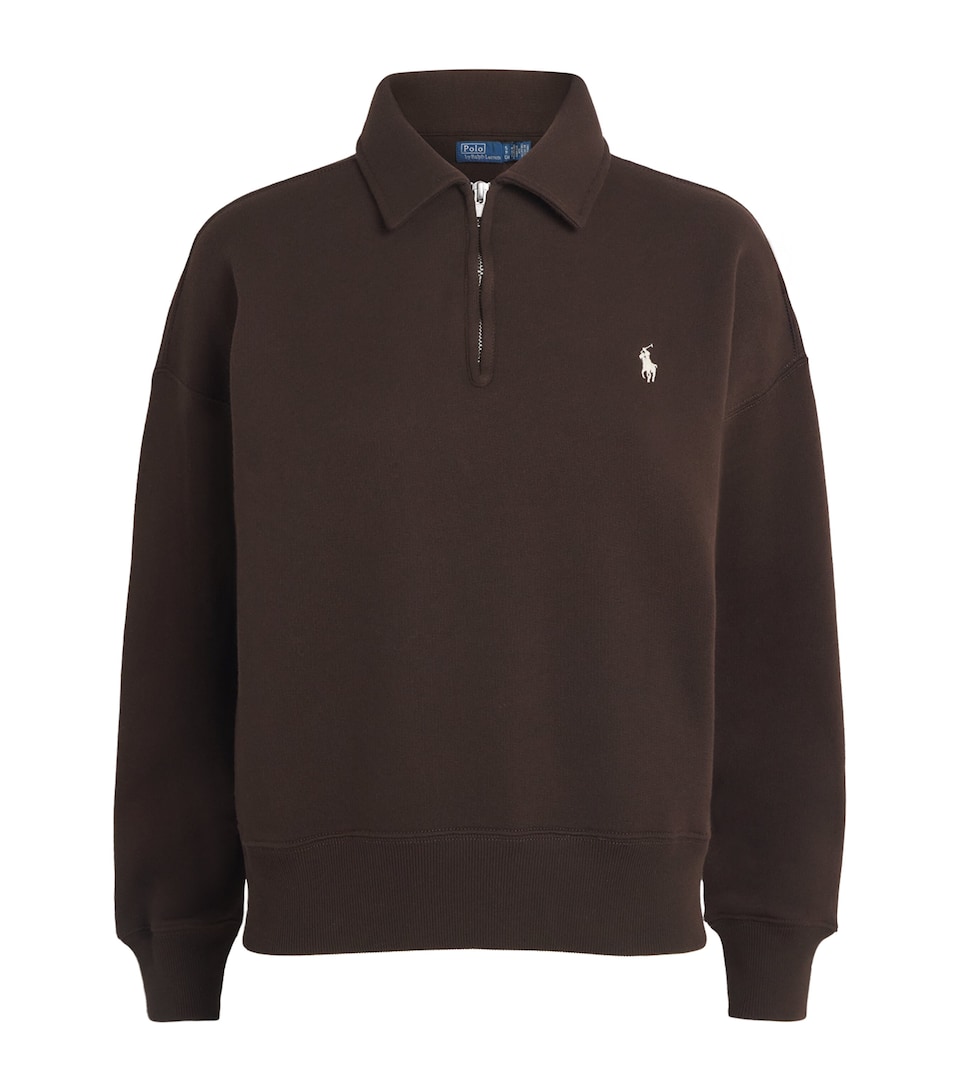 Polo Ralph Lauren Womens Cotton-Blend Quarter-Zip Sweater Circuit Brown