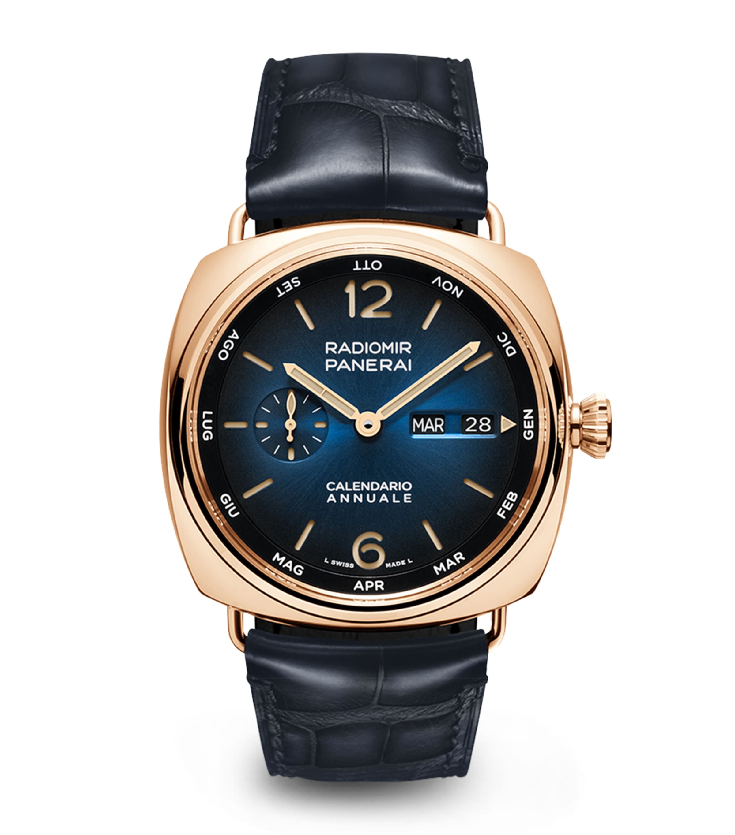 Panerai Rose Gold Radiomir Annual Calendar Watch 45mm Blue