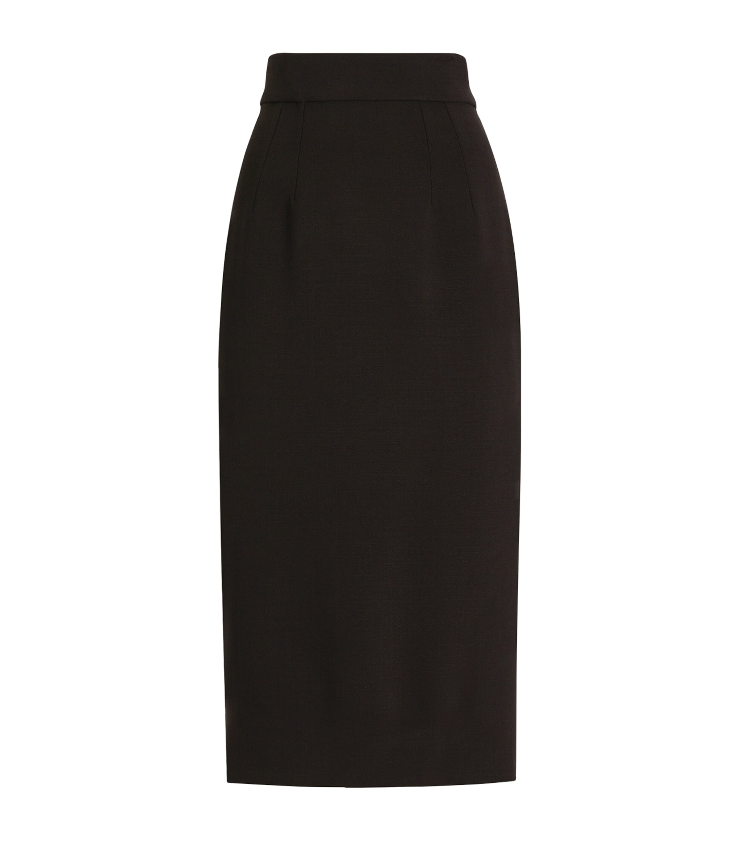 Dolce&Gabbana Womens Stretch-Virgin Wool Midi Pencil Skirt Blac